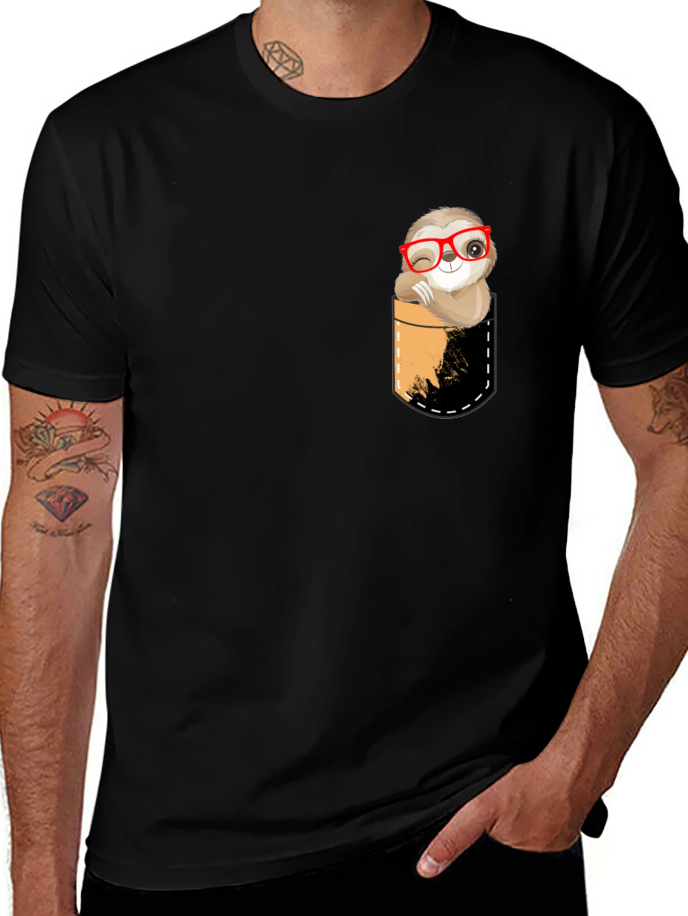 Sloth Pocket T-Shirt - Funny & Cute Design