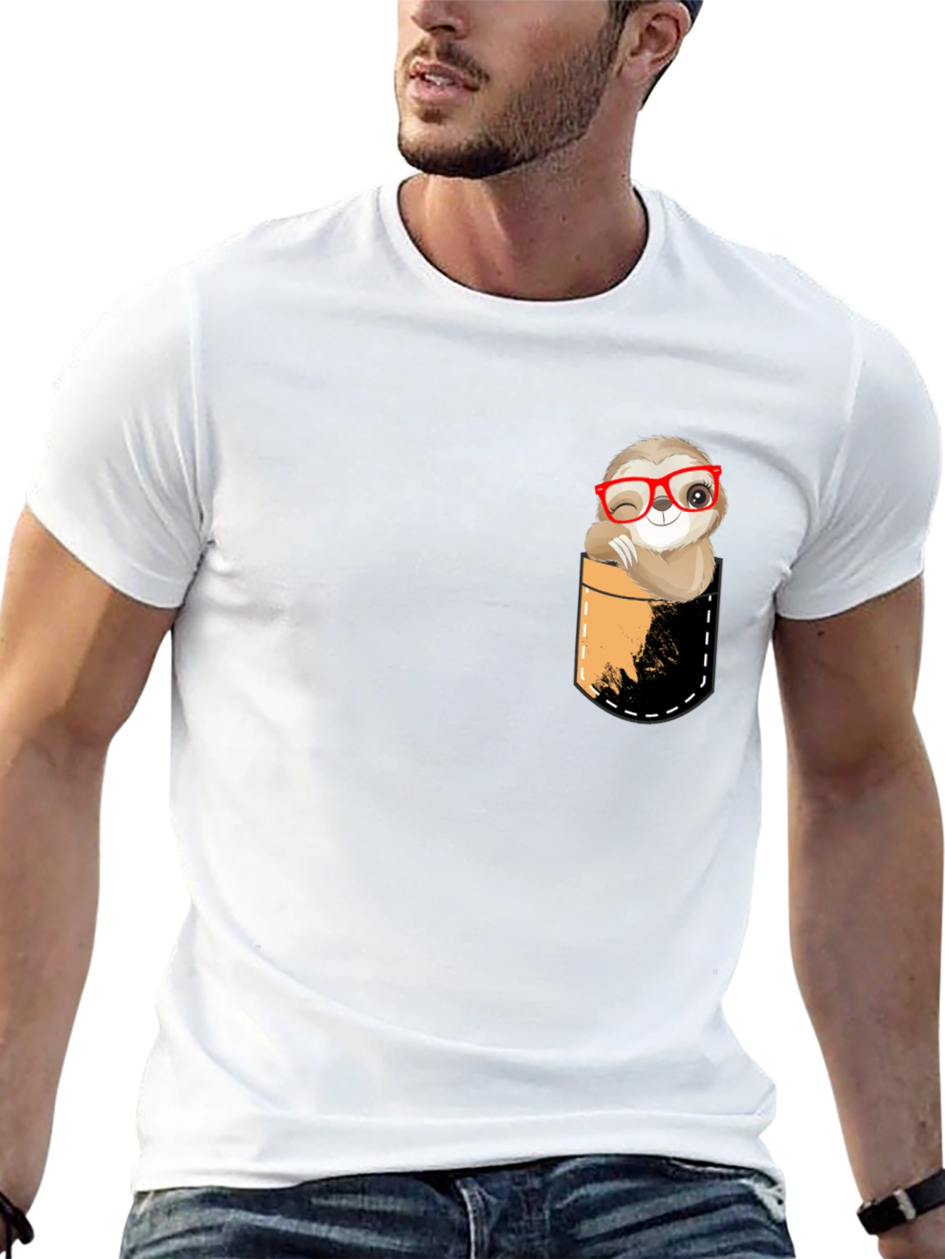 Sloth Pocket T-Shirt - Funny & Cute Design
