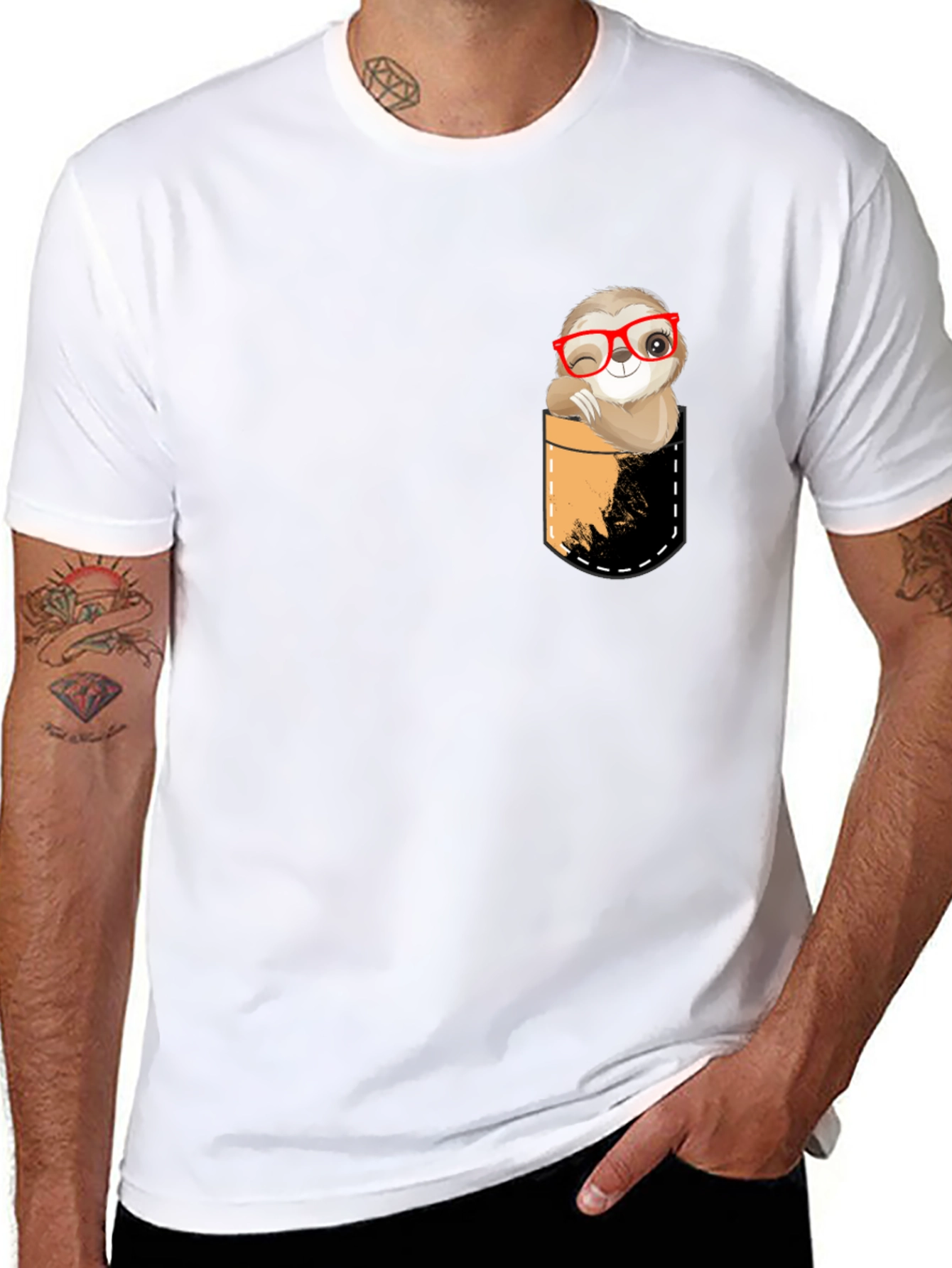 Sloth Pocket T-Shirt - Funny & Cute Design