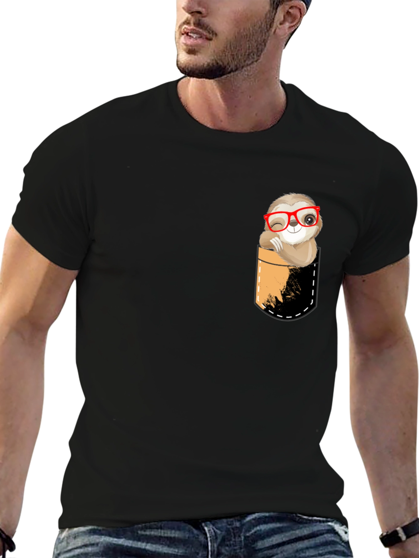 Sloth Pocket T-Shirt - Funny & Cute Design