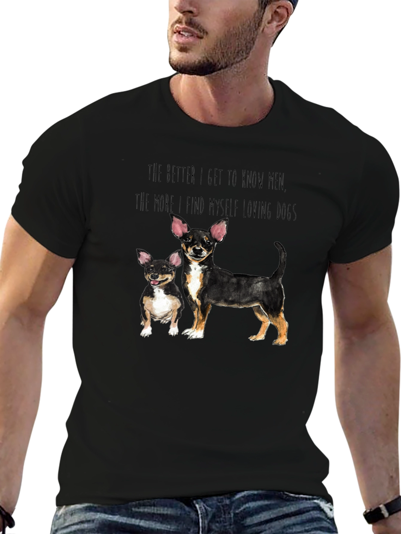 Mens Loving Dogs Graphic Tee - Black