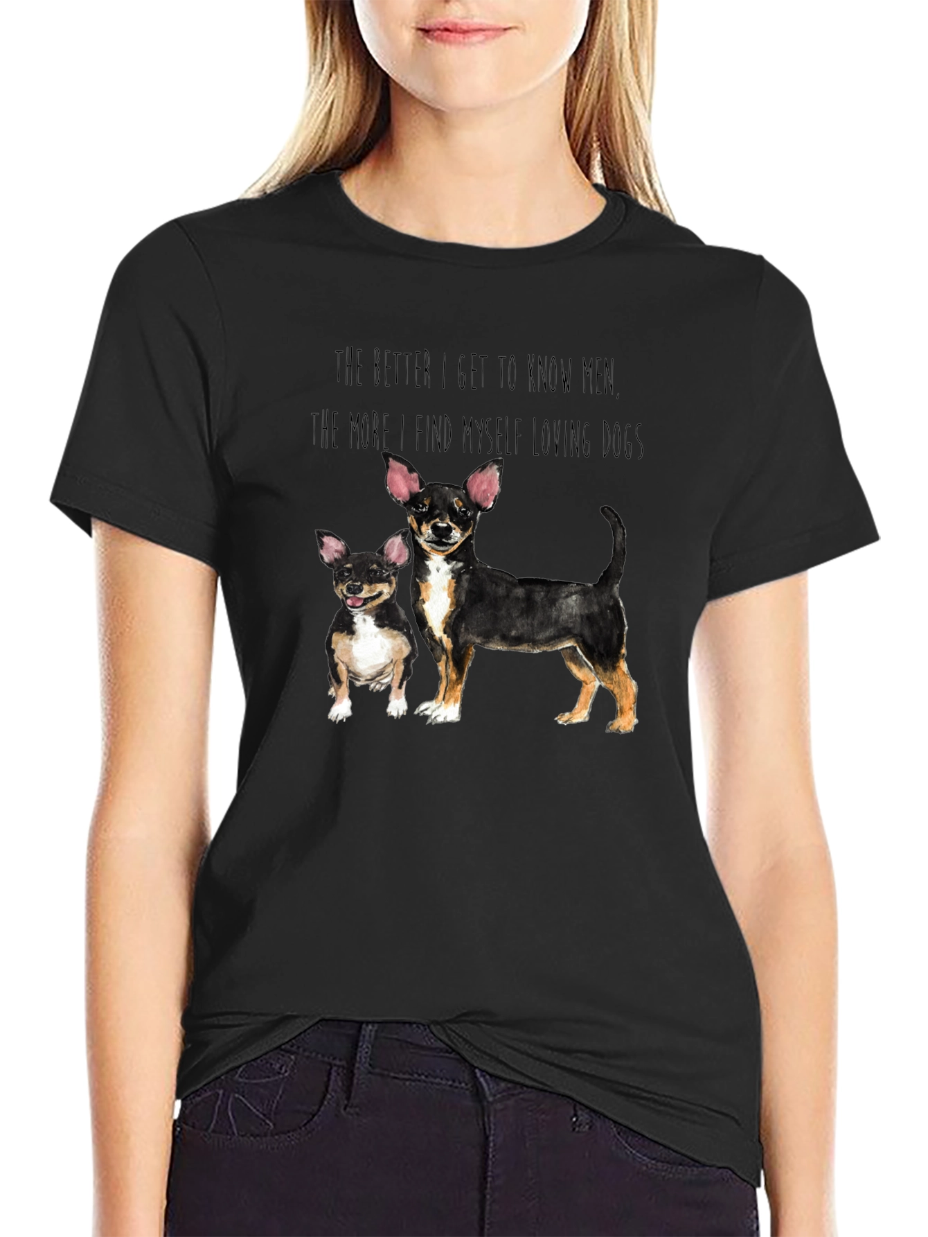 Mens Loving Dogs Graphic Tee - Black