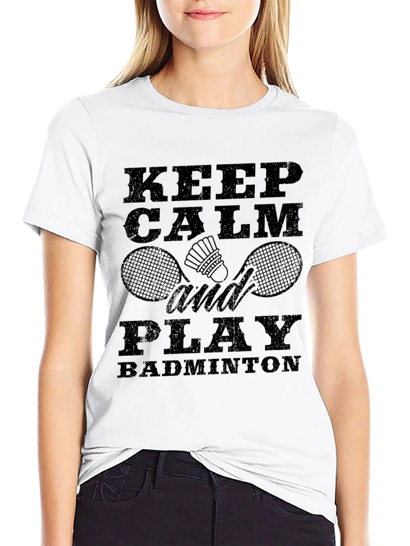 Keep Calm and Play Badminton Black T-Shirt