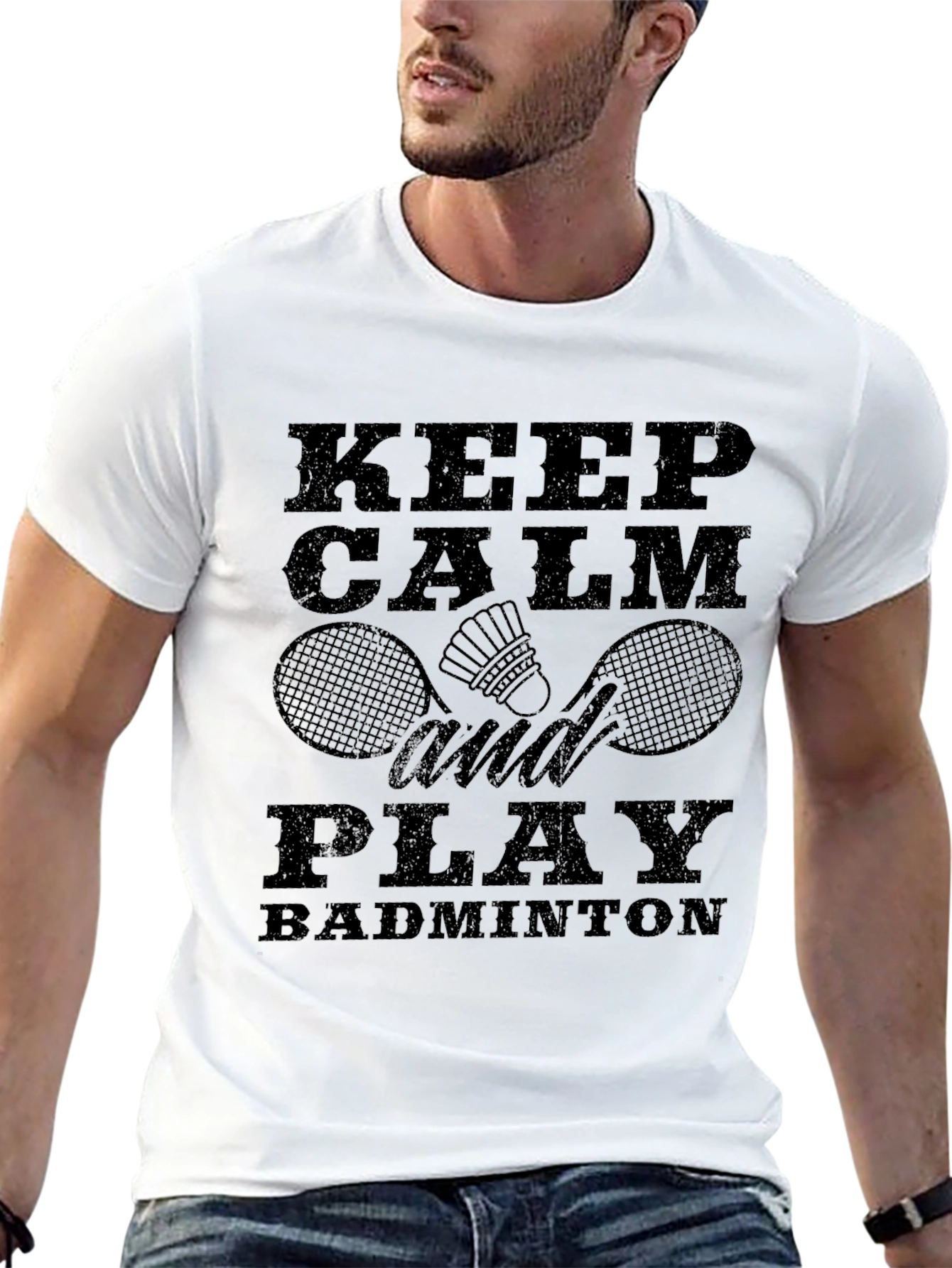 Keep Calm and Play Badminton Black T-Shirt