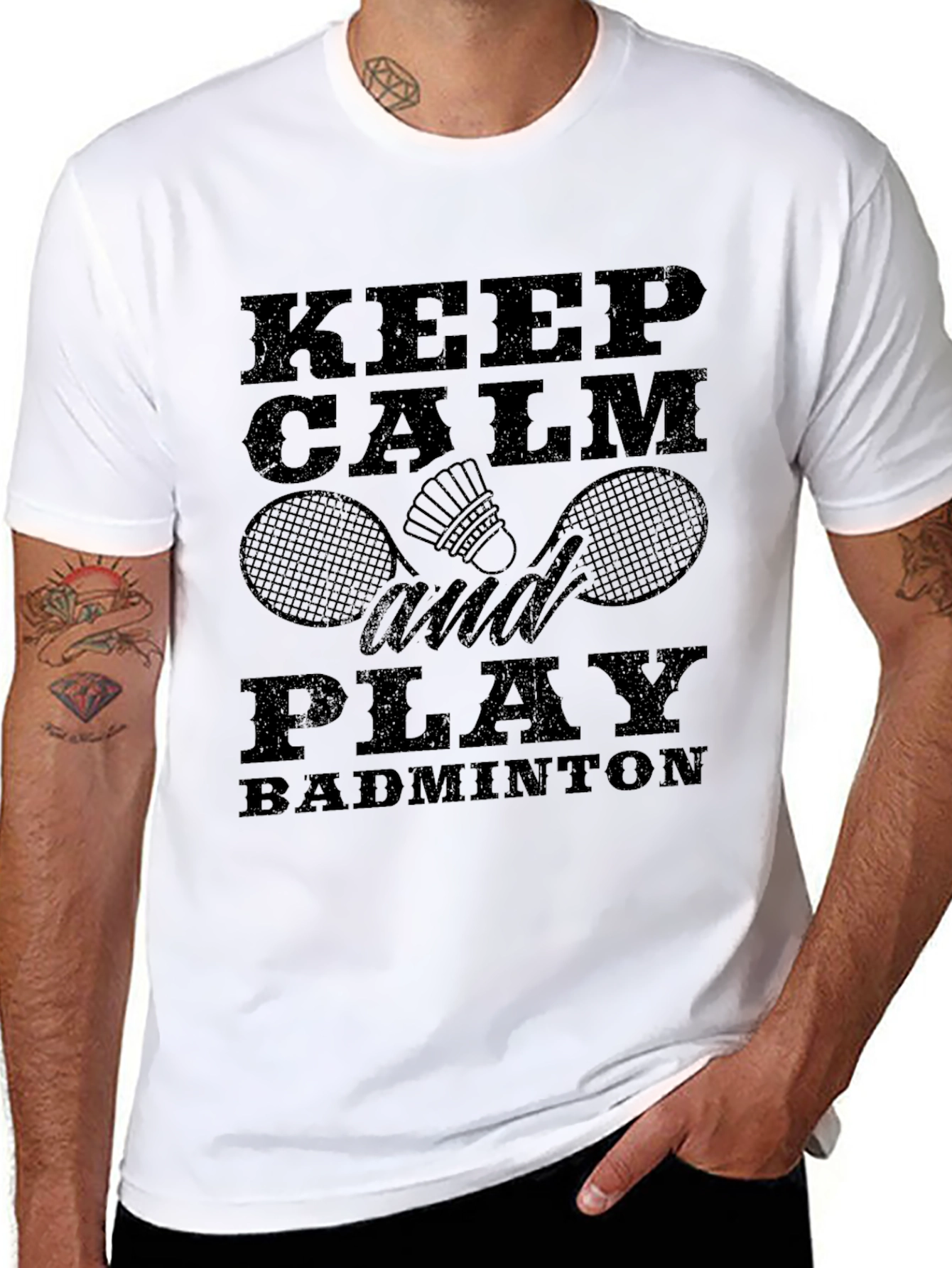 Keep Calm and Play Badminton Black T-Shirt
