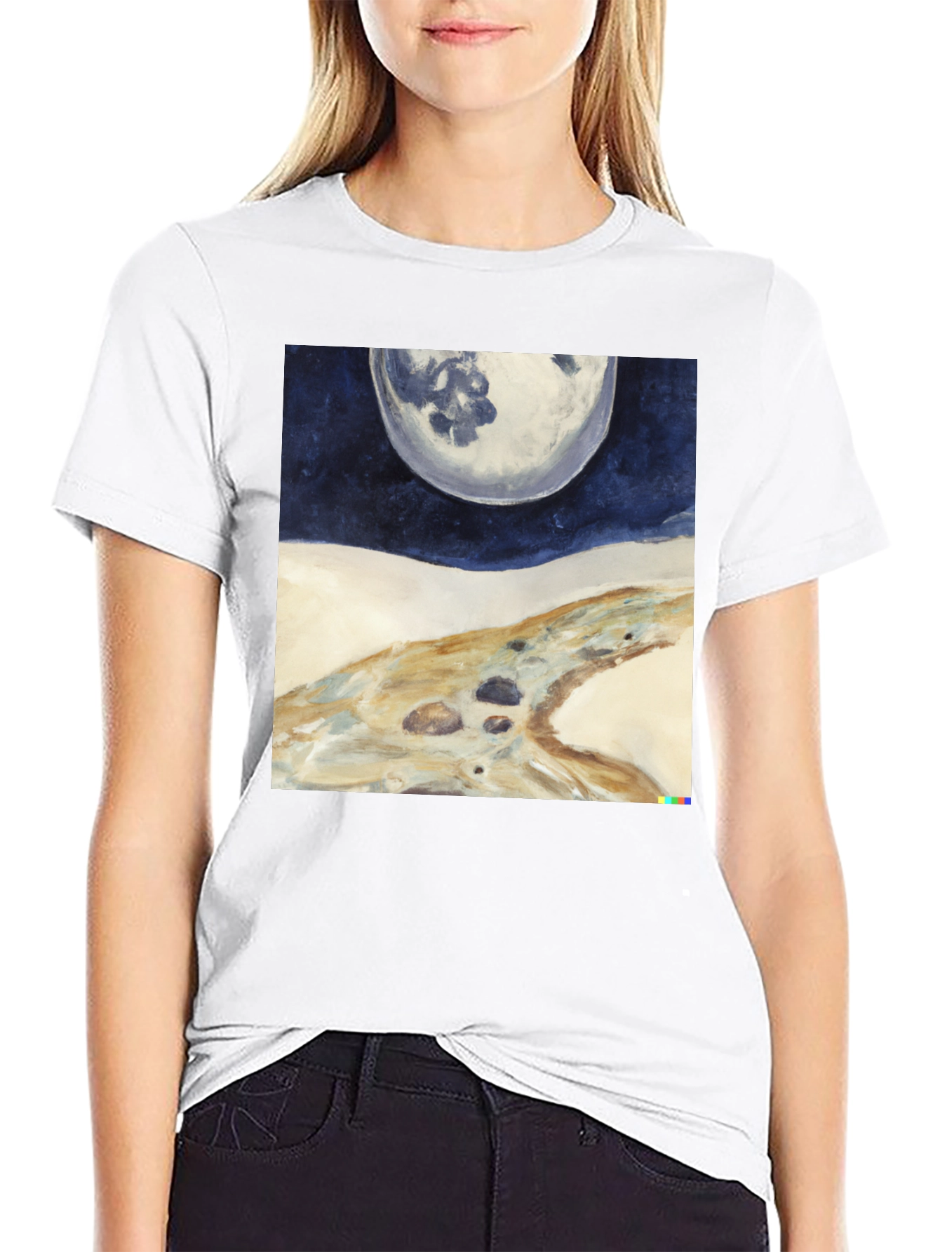 Lunar Landscape Graphic Tee - Modern Art Shirt