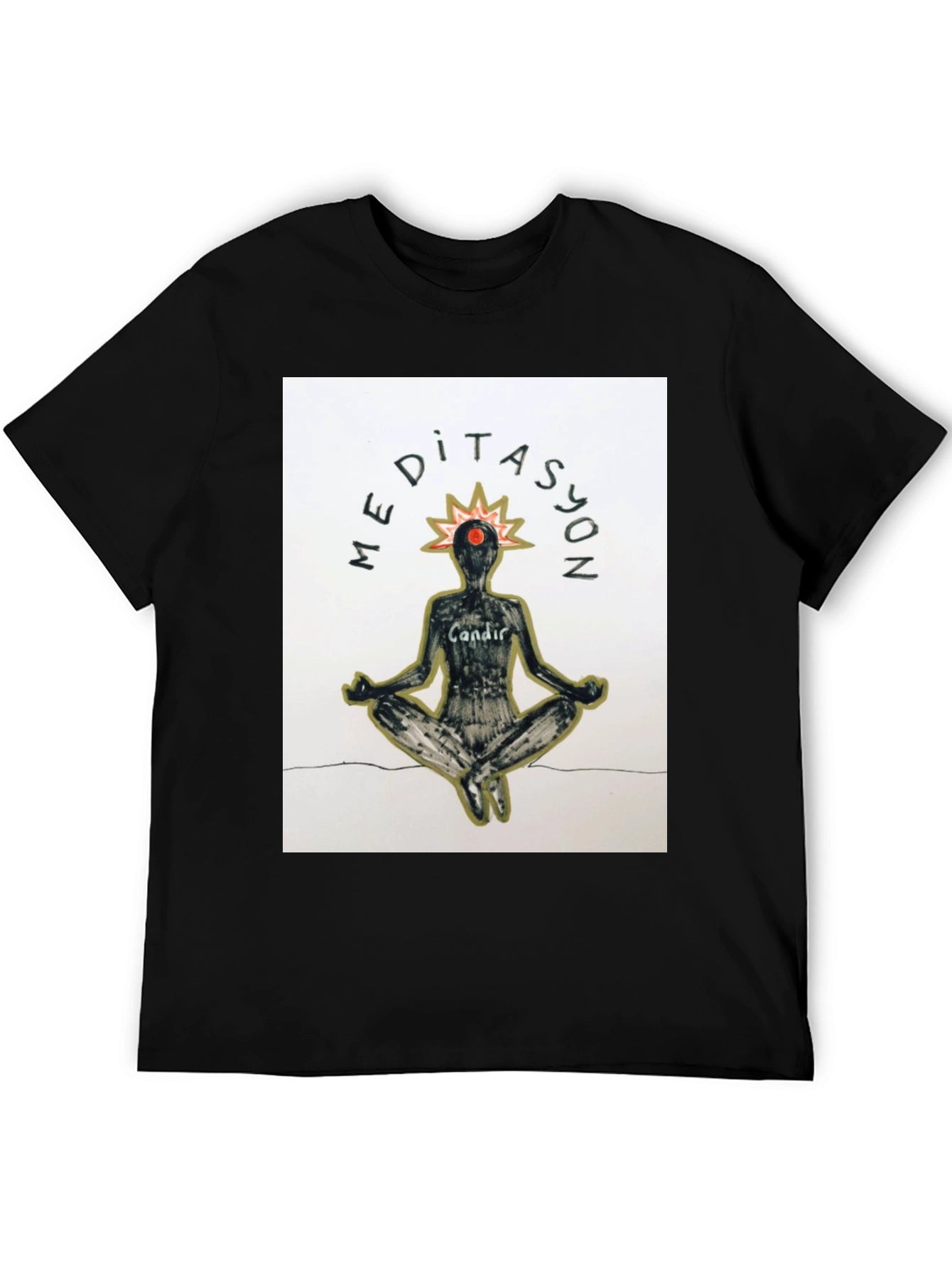 Meditasyon Graphic T-Shirt - Black Cotton Blend