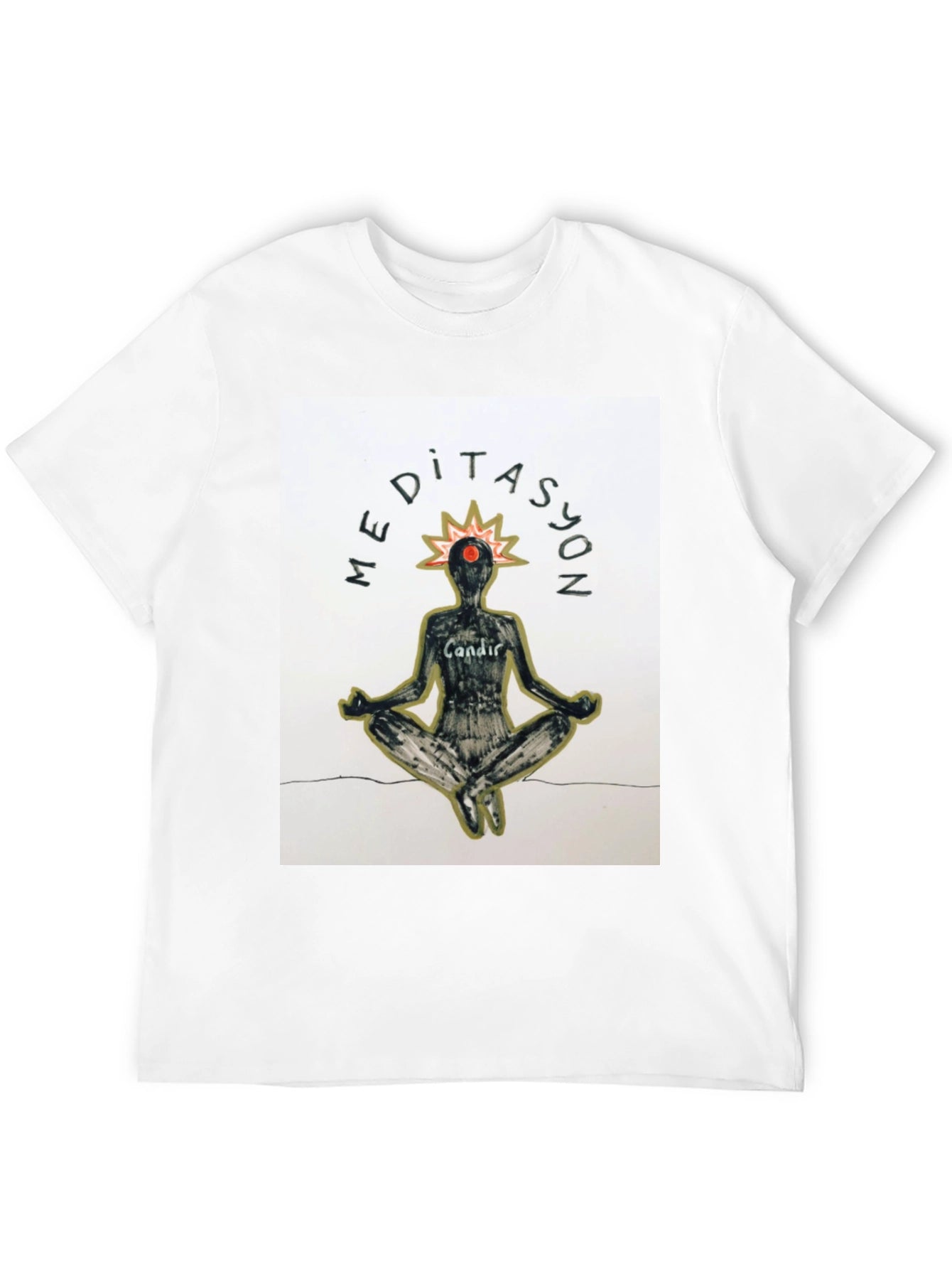 Meditasyon Graphic T-Shirt - Black Cotton Blend