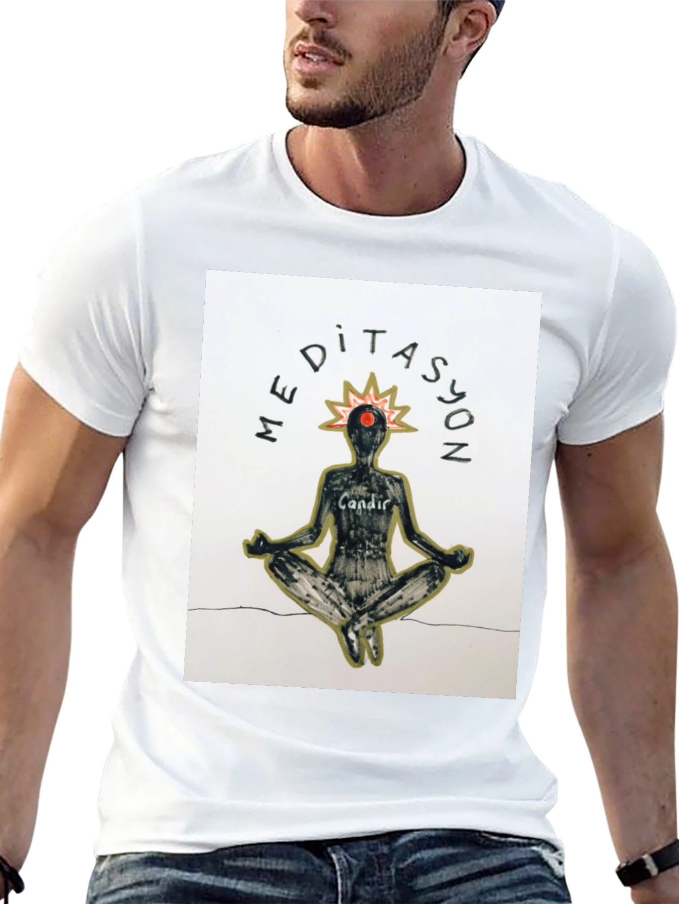 Meditasyon Graphic T-Shirt - Black Cotton Blend