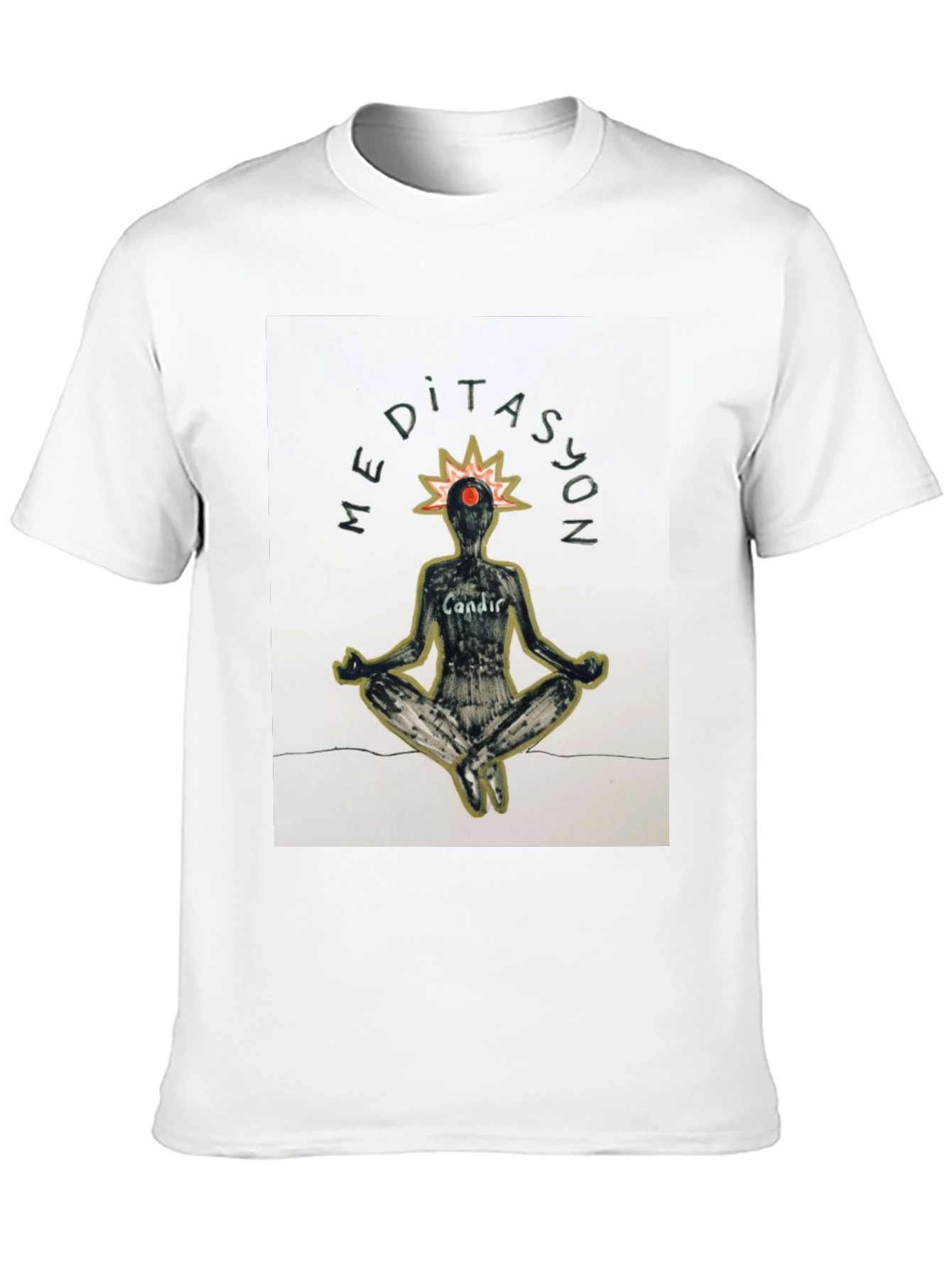 Meditasyon Graphic T-Shirt - Black Cotton Blend