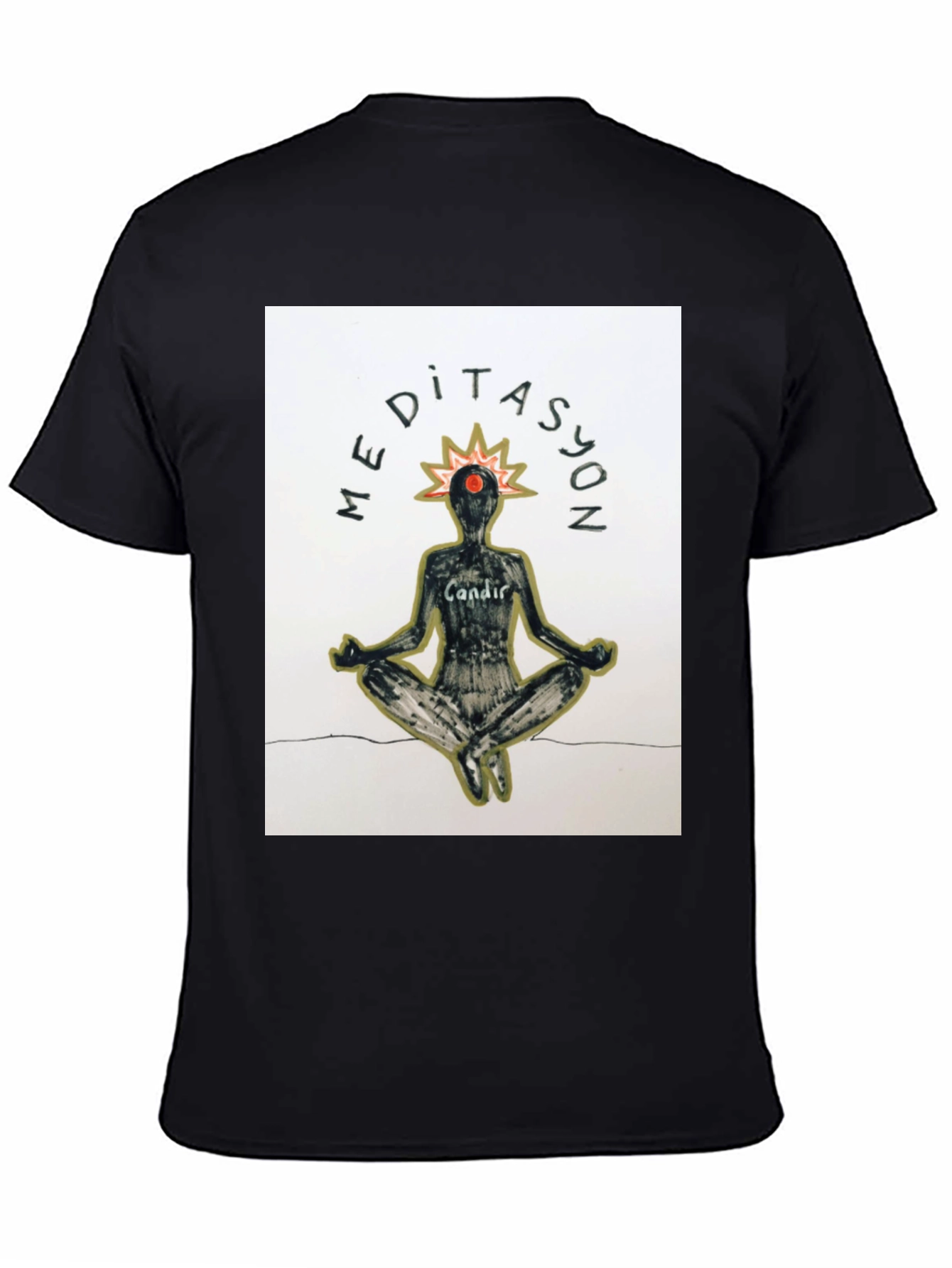 Meditasyon Graphic T-Shirt - Black Cotton Blend