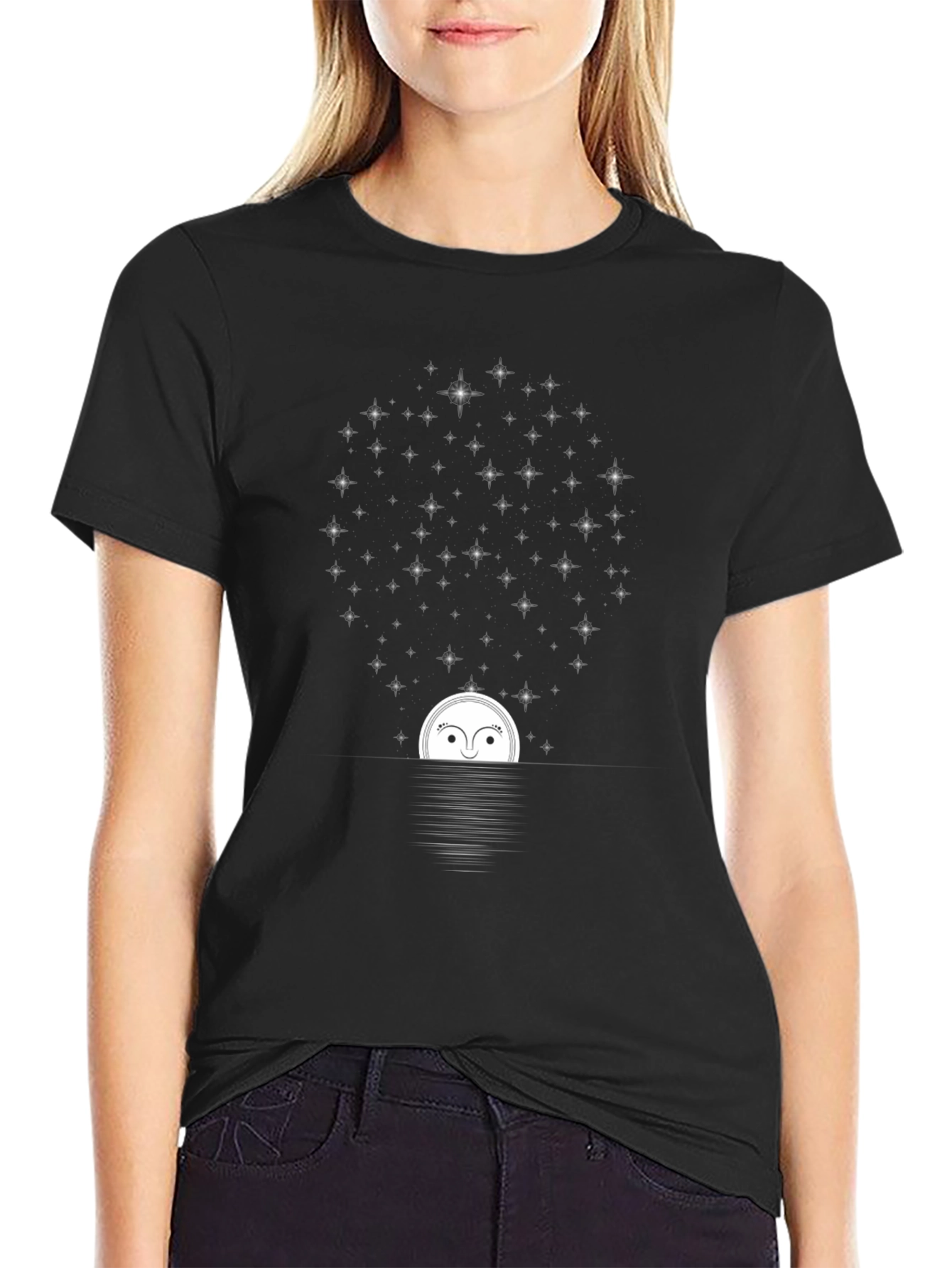 Moonlit Stargaze Black Graphic Tee