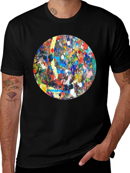 Abstract Art Circle T-Shirt - Black Crew Neck Tee