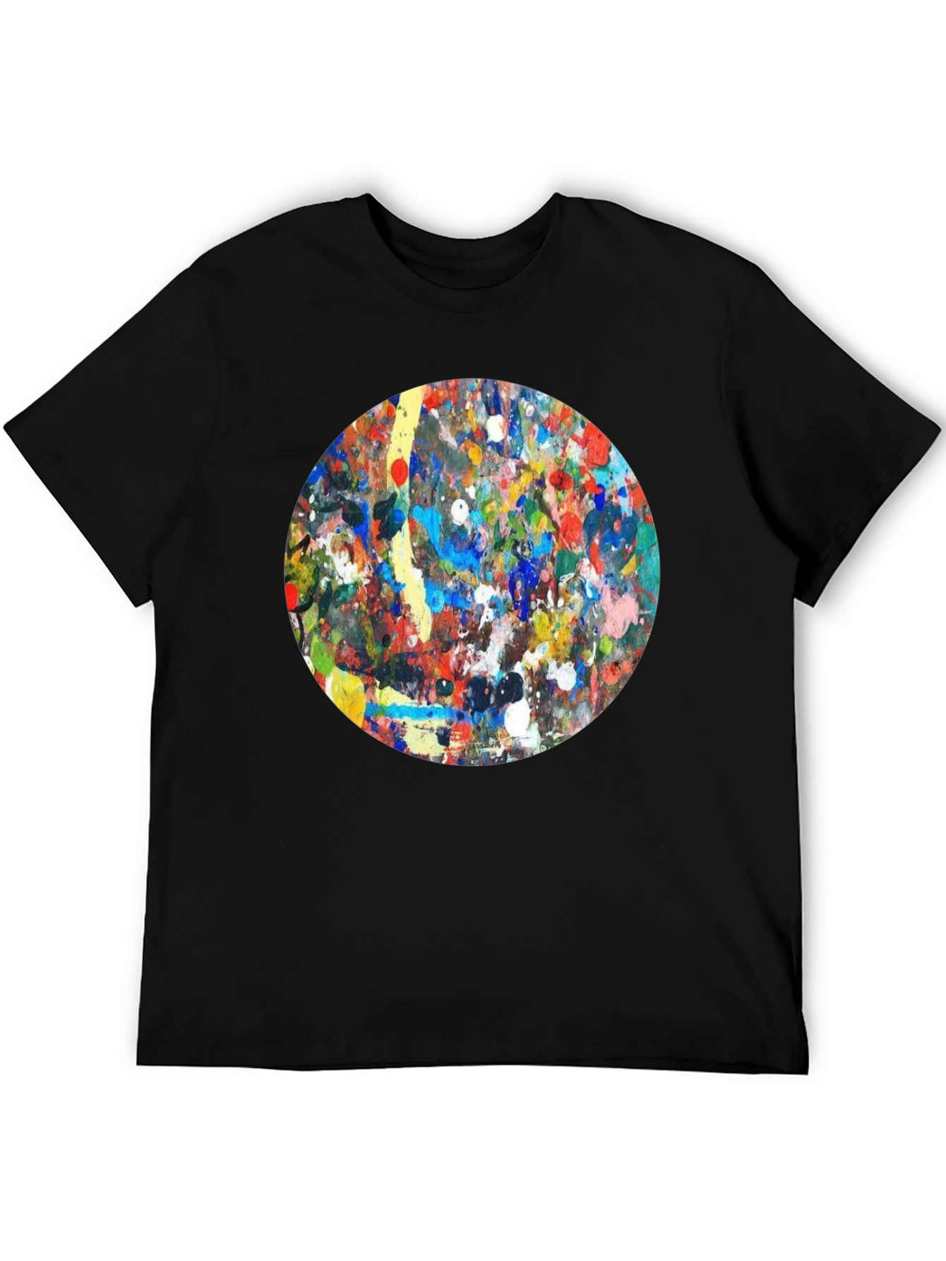 Abstract Art Circle T-Shirt - Black Crew Neck Tee