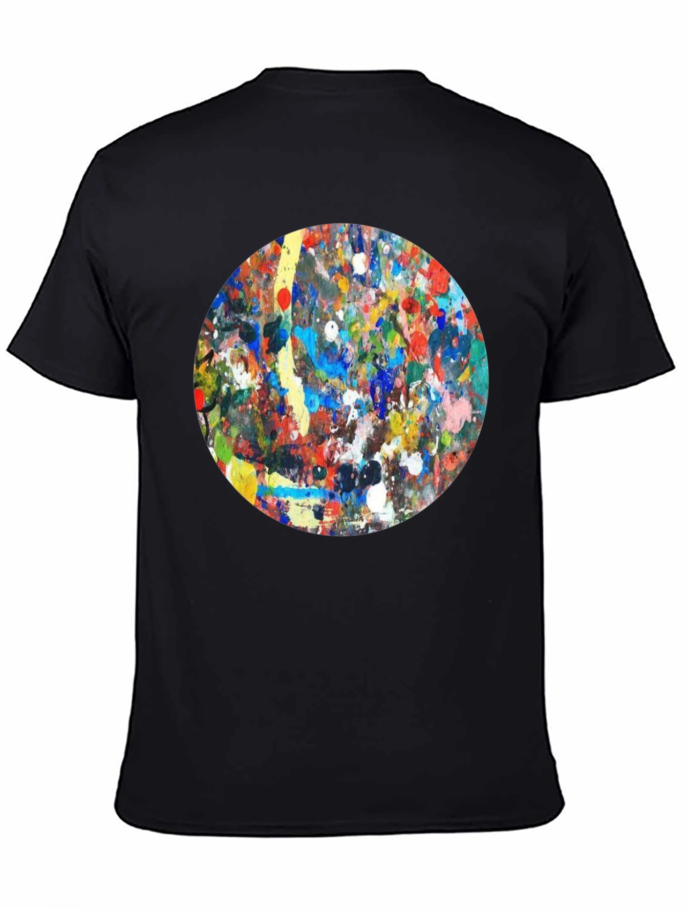 Abstract Art Circle T-Shirt - Black Crew Neck Tee