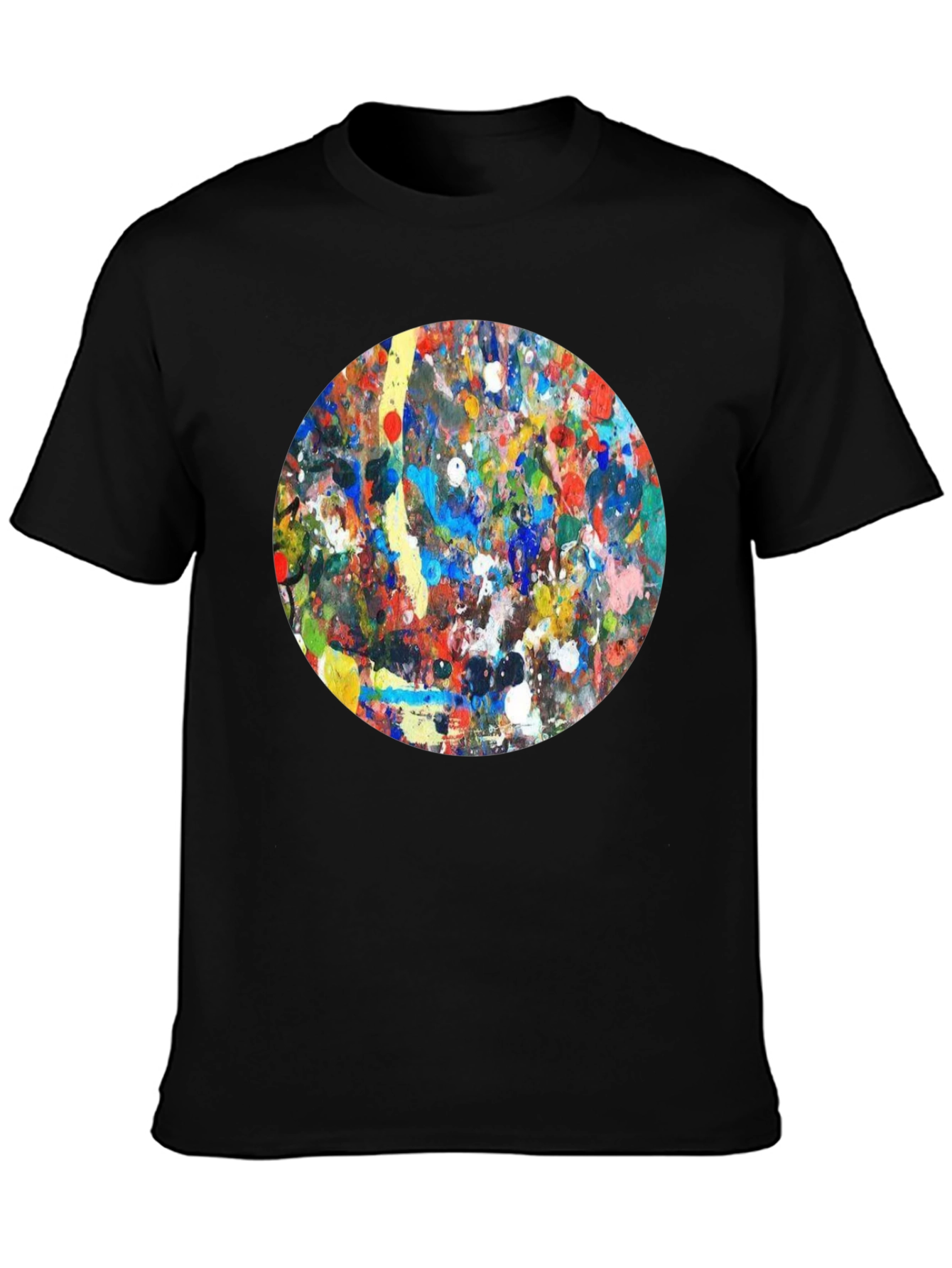 Abstract Art Circle T-Shirt - Black Crew Neck Tee