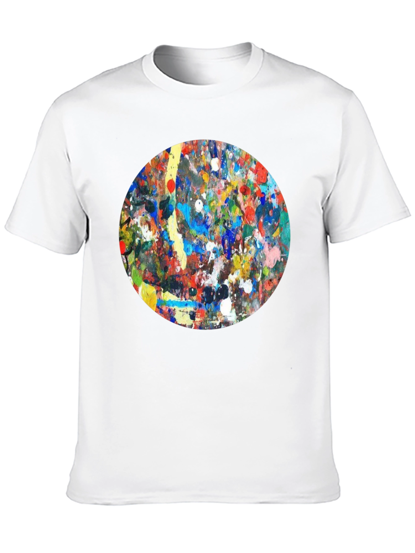 Abstract Art Circle T-Shirt - Black Crew Neck Tee