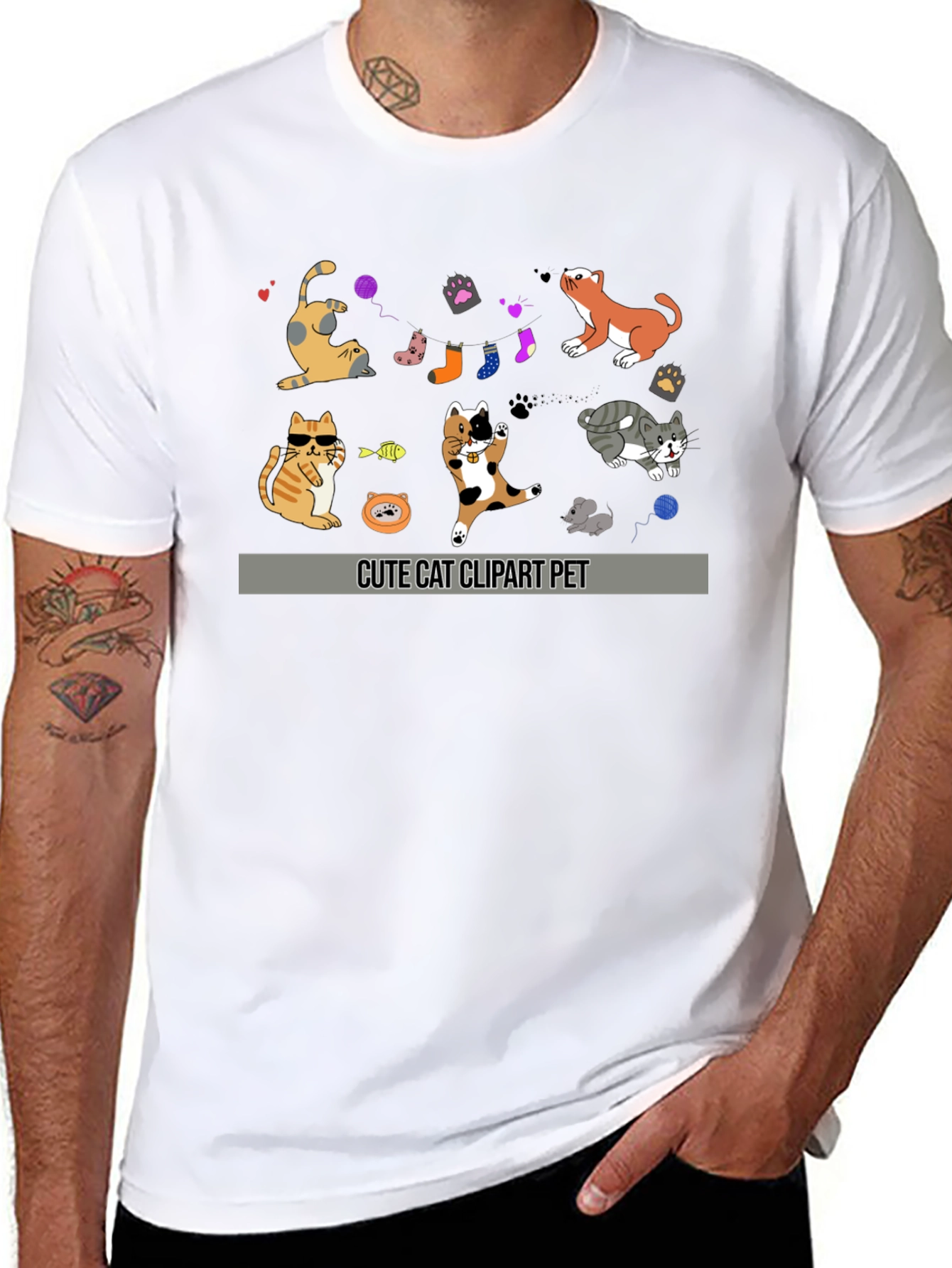 Cute Cat Clipart Pet Graphic T-Shirt