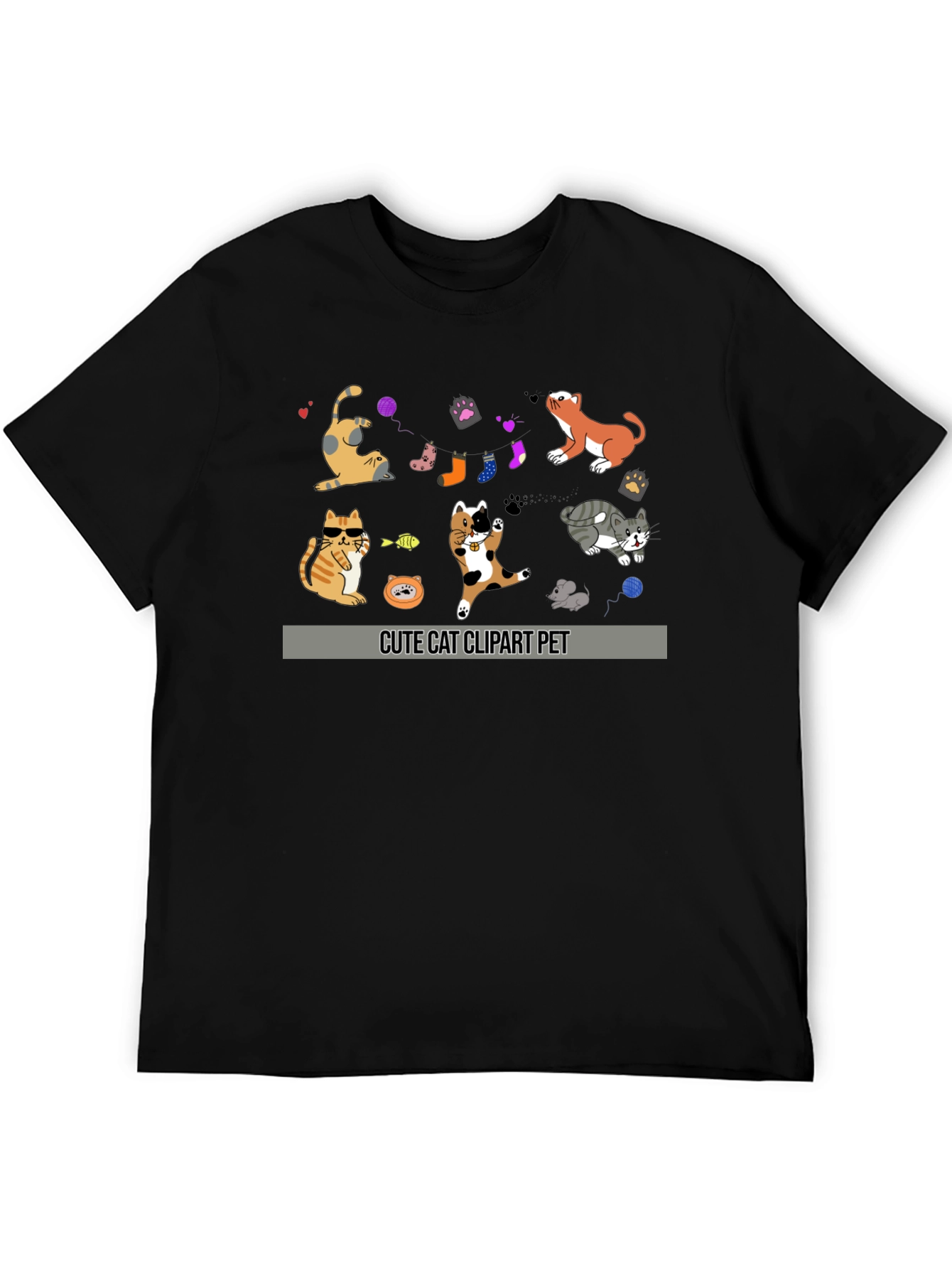 Cute Cat Clipart Pet Graphic T-Shirt