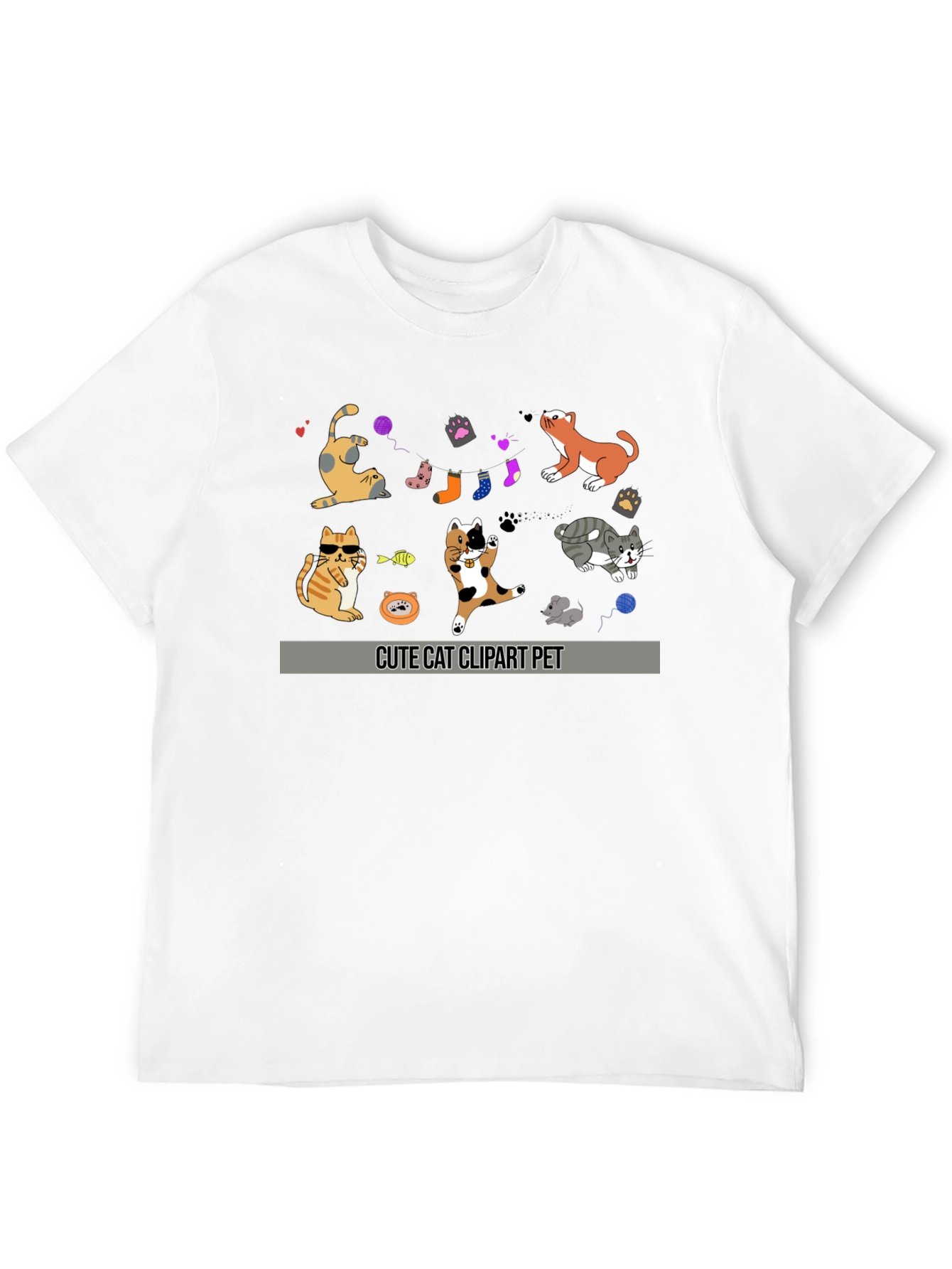 Cute Cat Clipart Pet Graphic T-Shirt