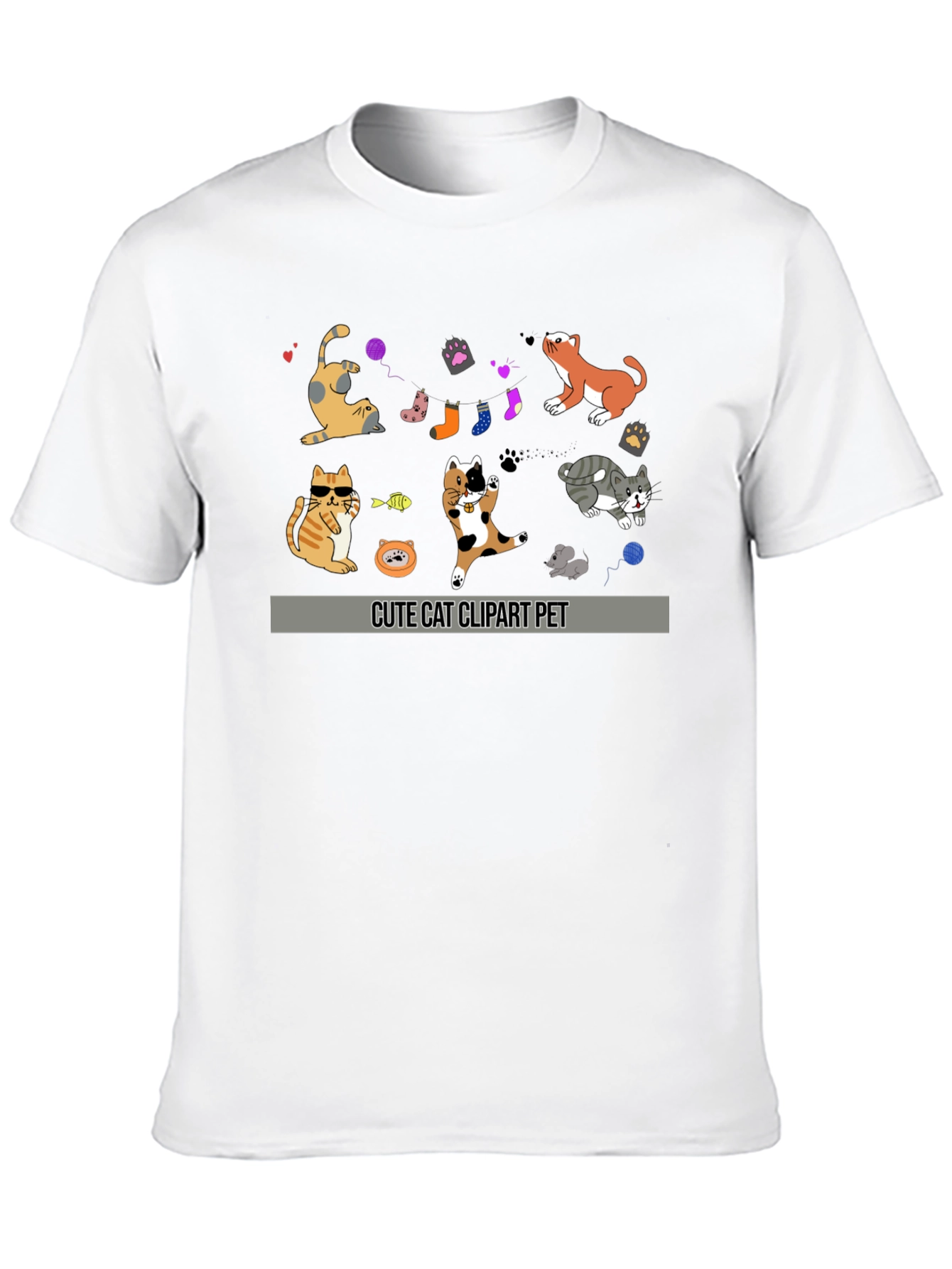 Cute Cat Clipart Pet Graphic T-Shirt