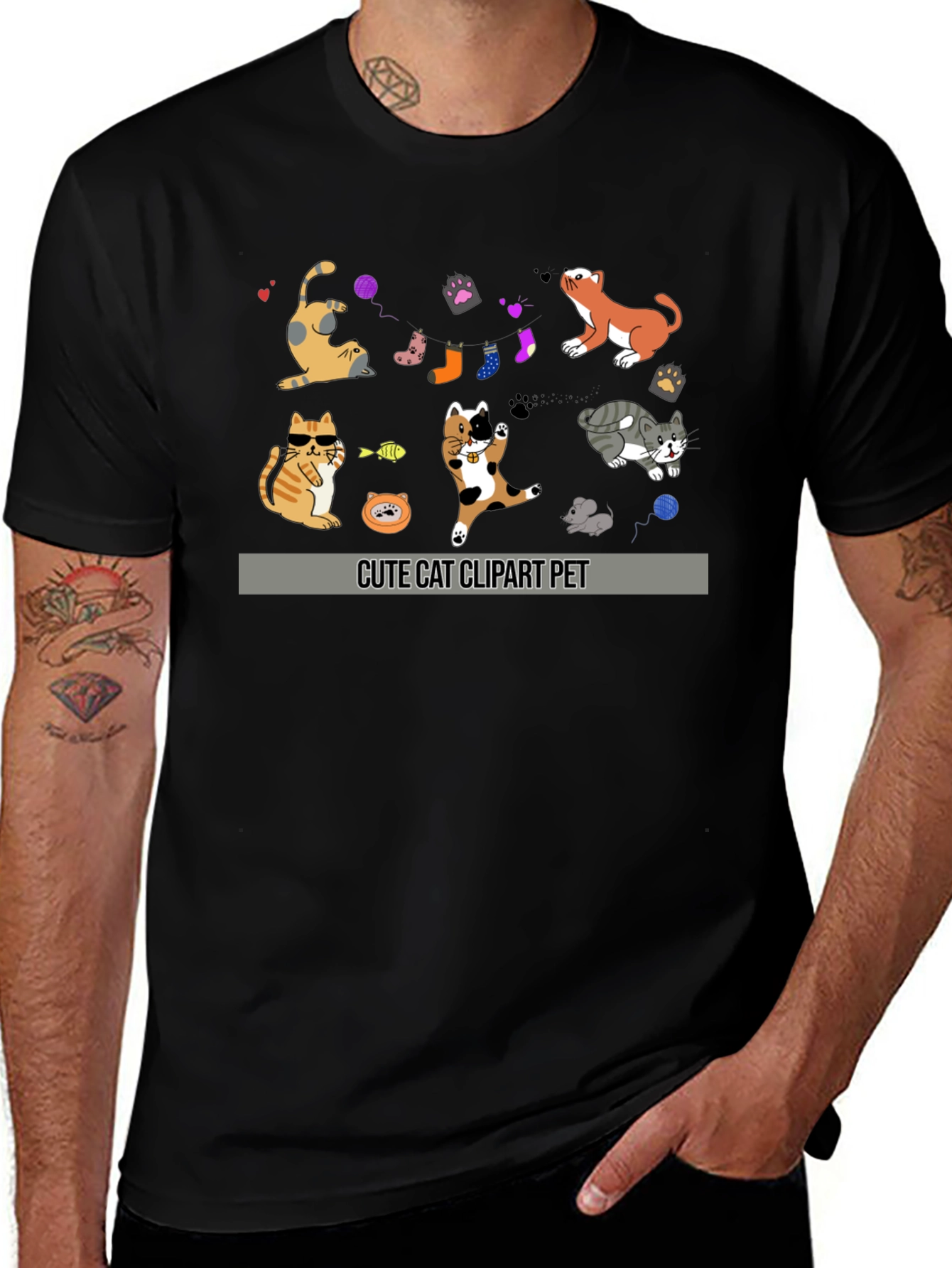 Cute Cat Clipart Pet Graphic T-Shirt