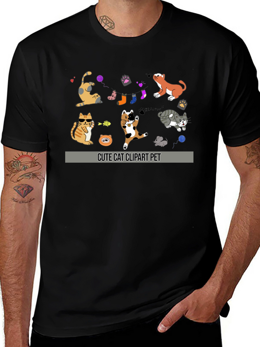 Cute Cat Clipart Pet Graphic T-Shirt