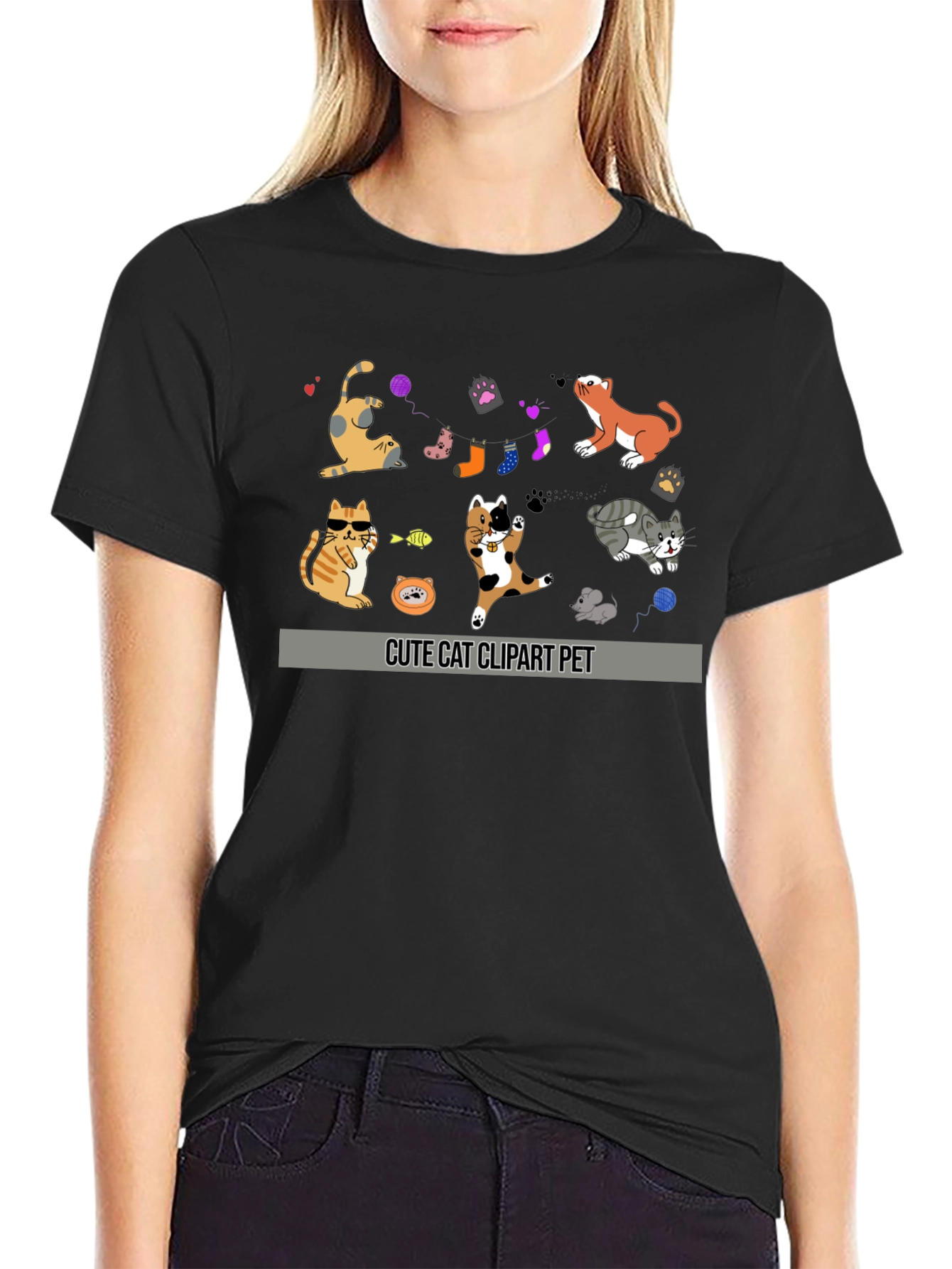 Cute Cat Clipart Pet Graphic T-Shirt