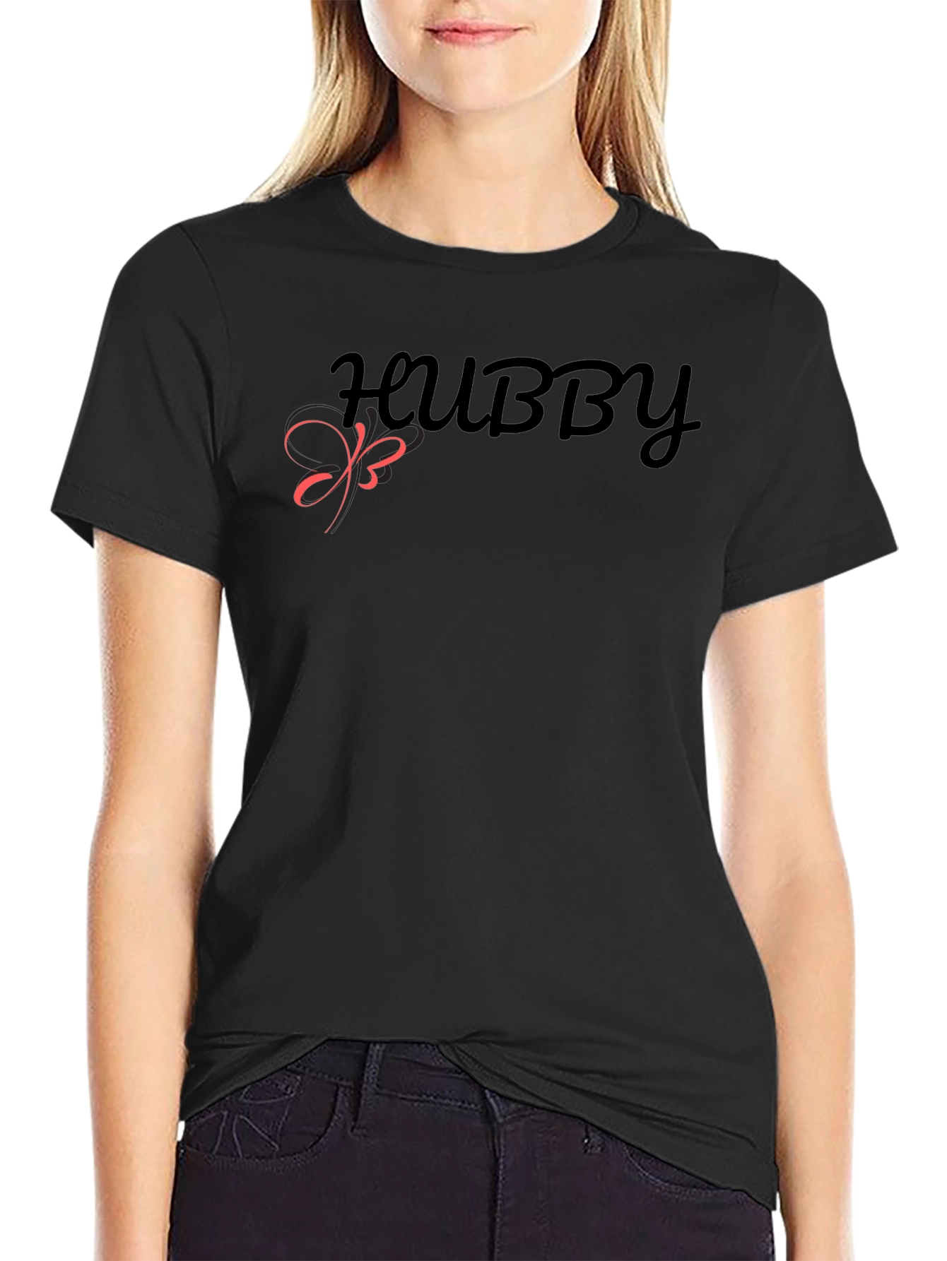 Hubby T-Shirt - Black Crew Neck Tee