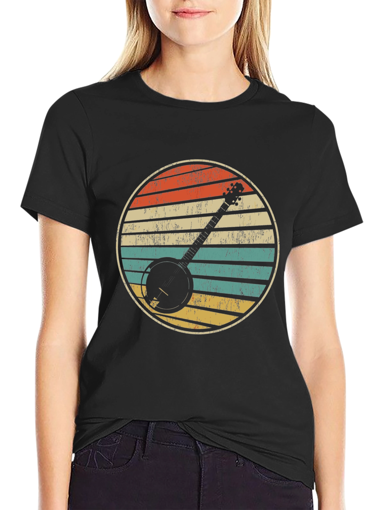 Retro Banjo Sunset Graphic T-Shirt