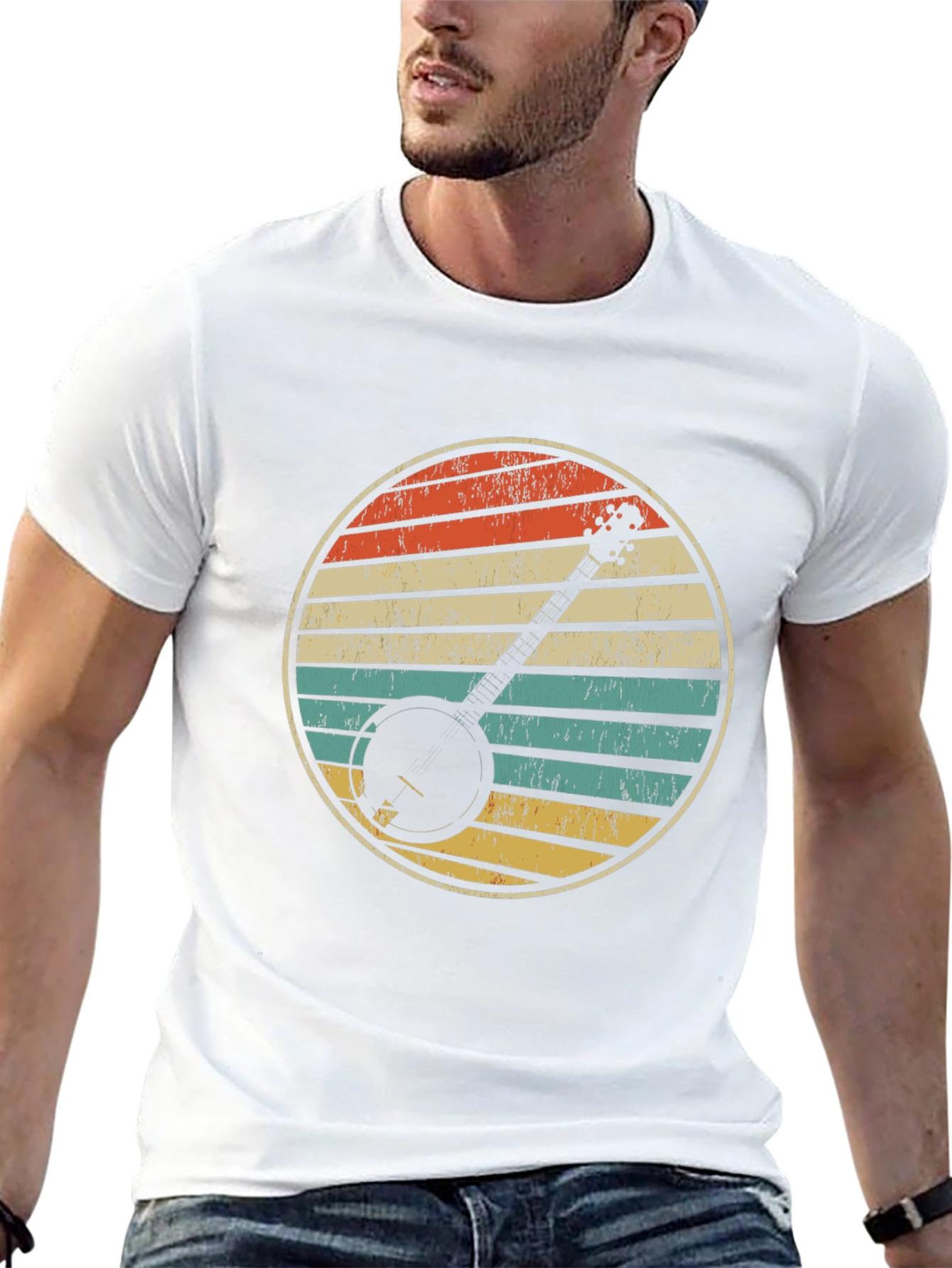 Retro Banjo Sunset Graphic T-Shirt