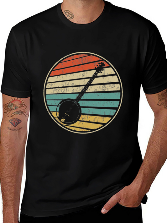 Retro Banjo Sunset Graphic T-Shirt