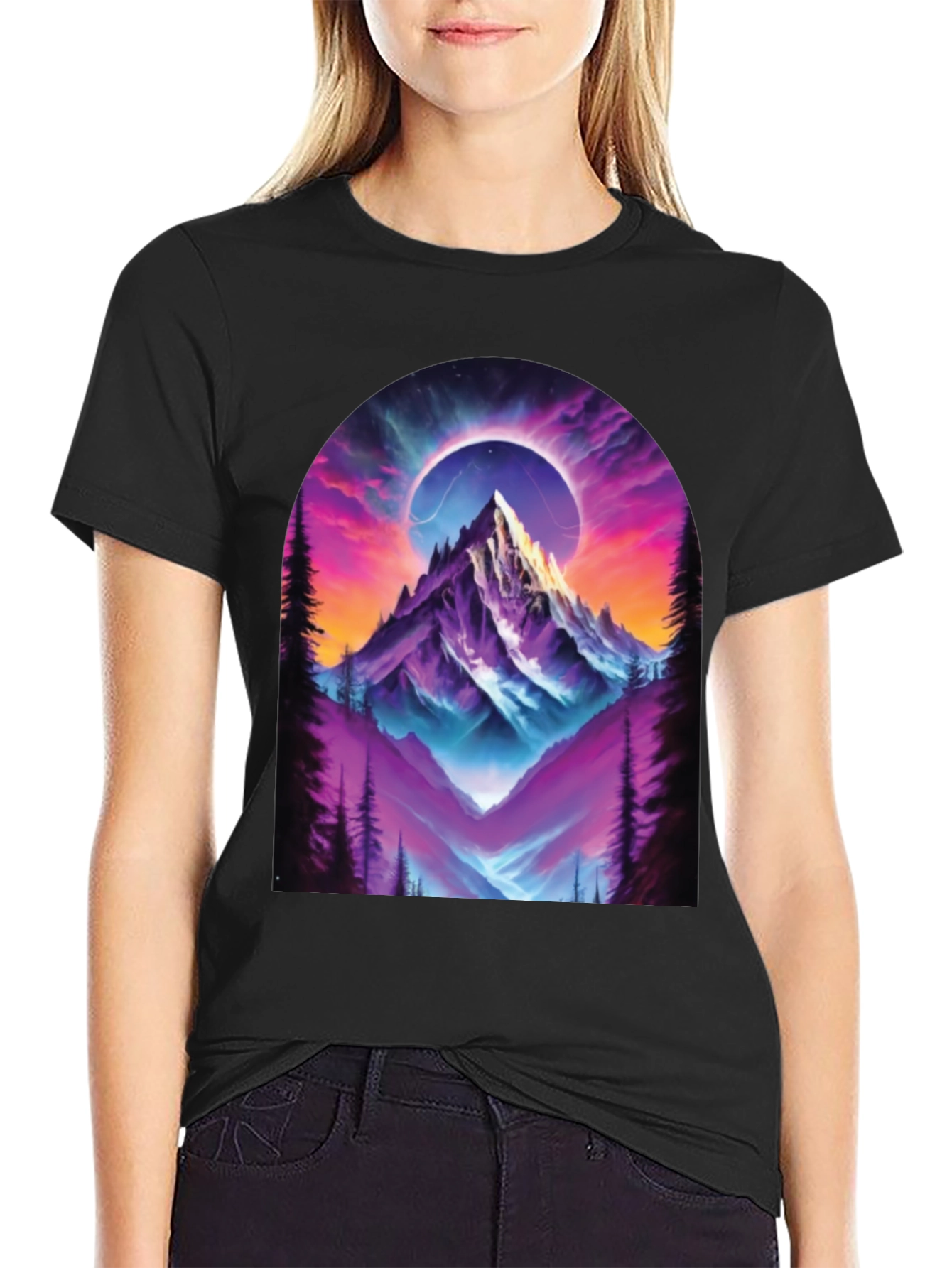 Mountain Eclipse Graphic Tee - Black
