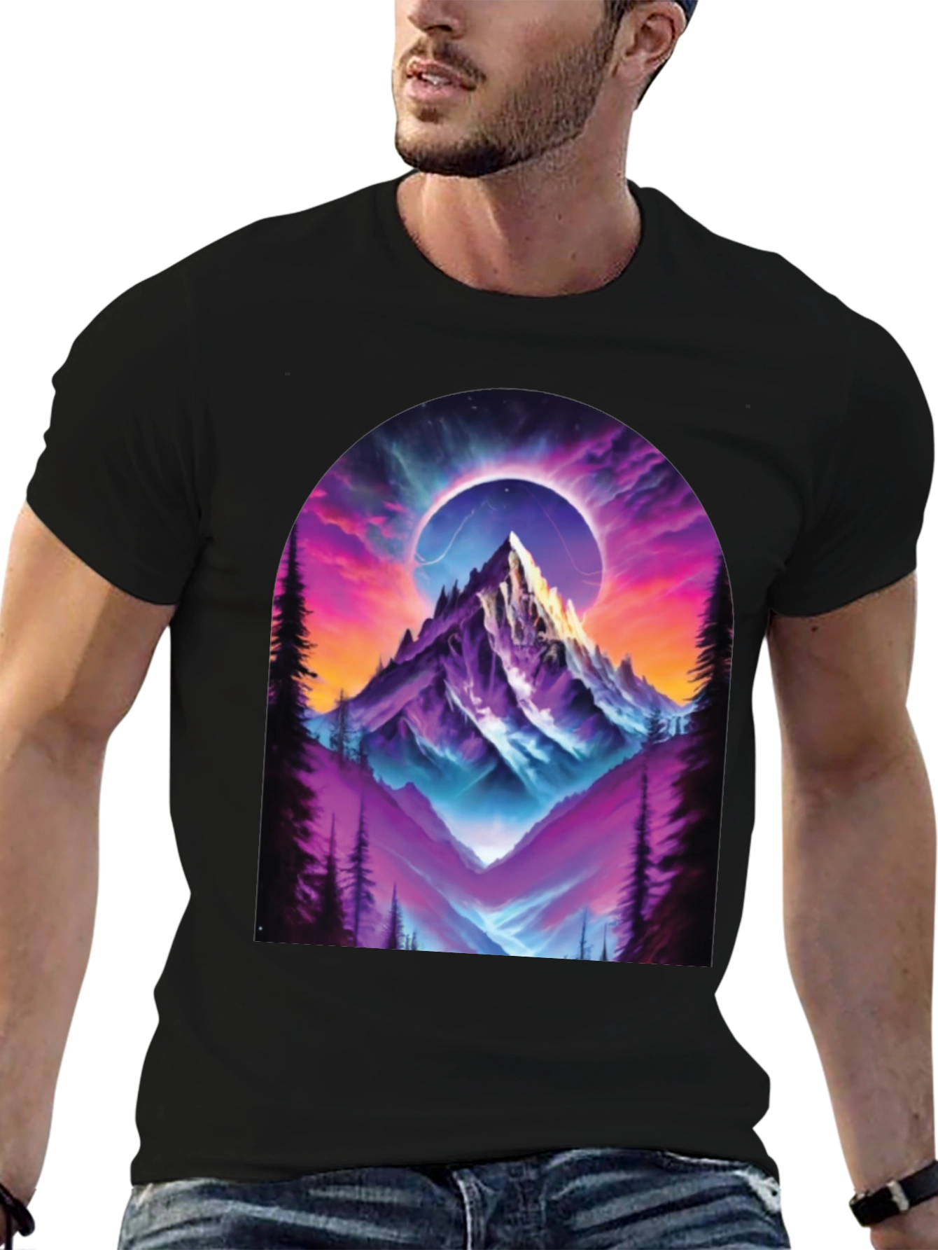 Mountain Eclipse Graphic Tee - Black