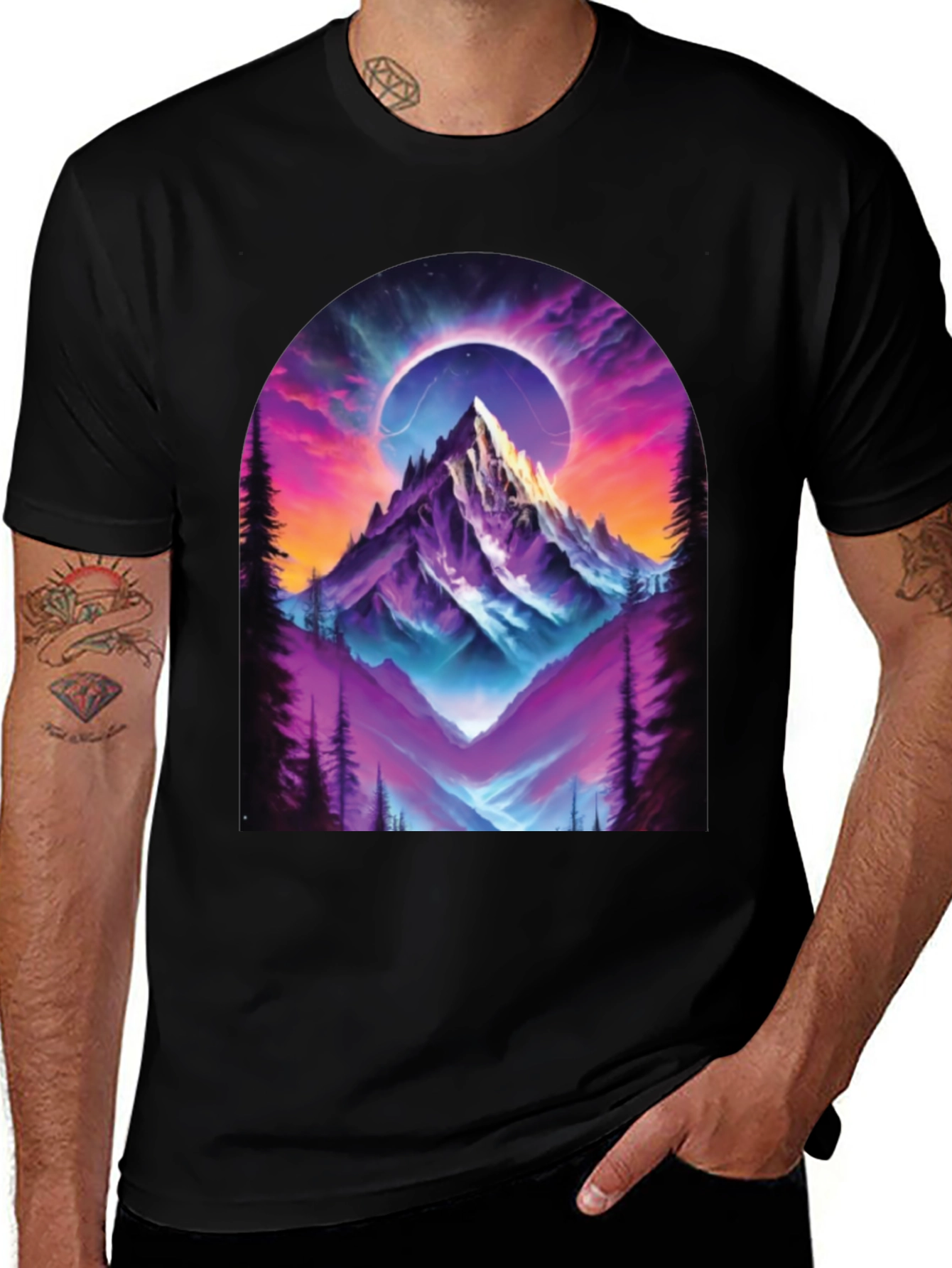Mountain Eclipse Graphic Tee - Black