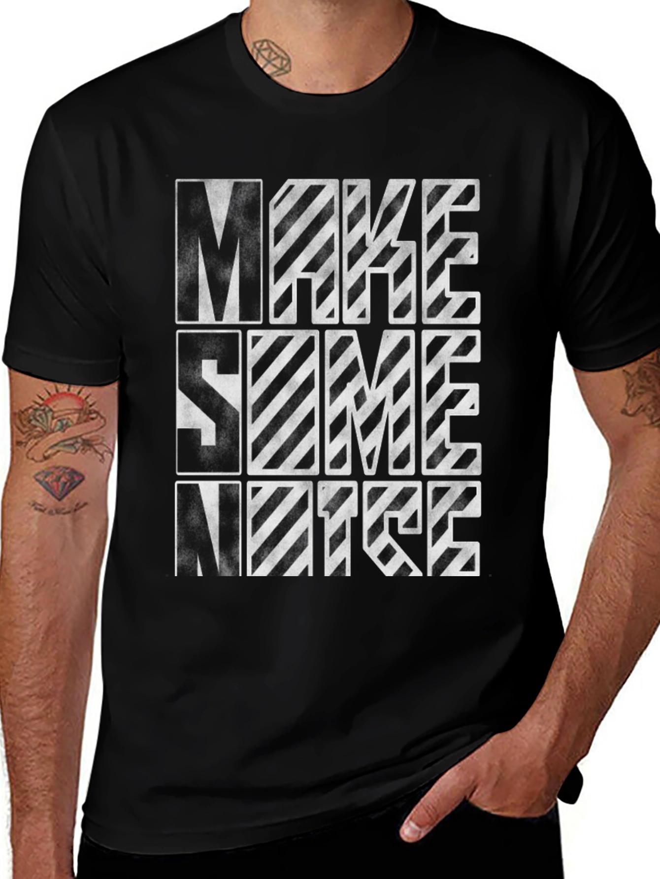 Make Some Noise Graphic Tee - Trendy Black T-Shirt