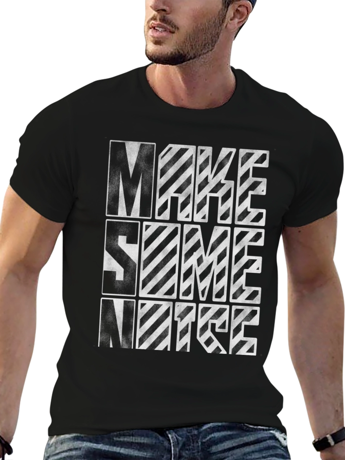 Make Some Noise Graphic Tee - Trendy Black T-Shirt