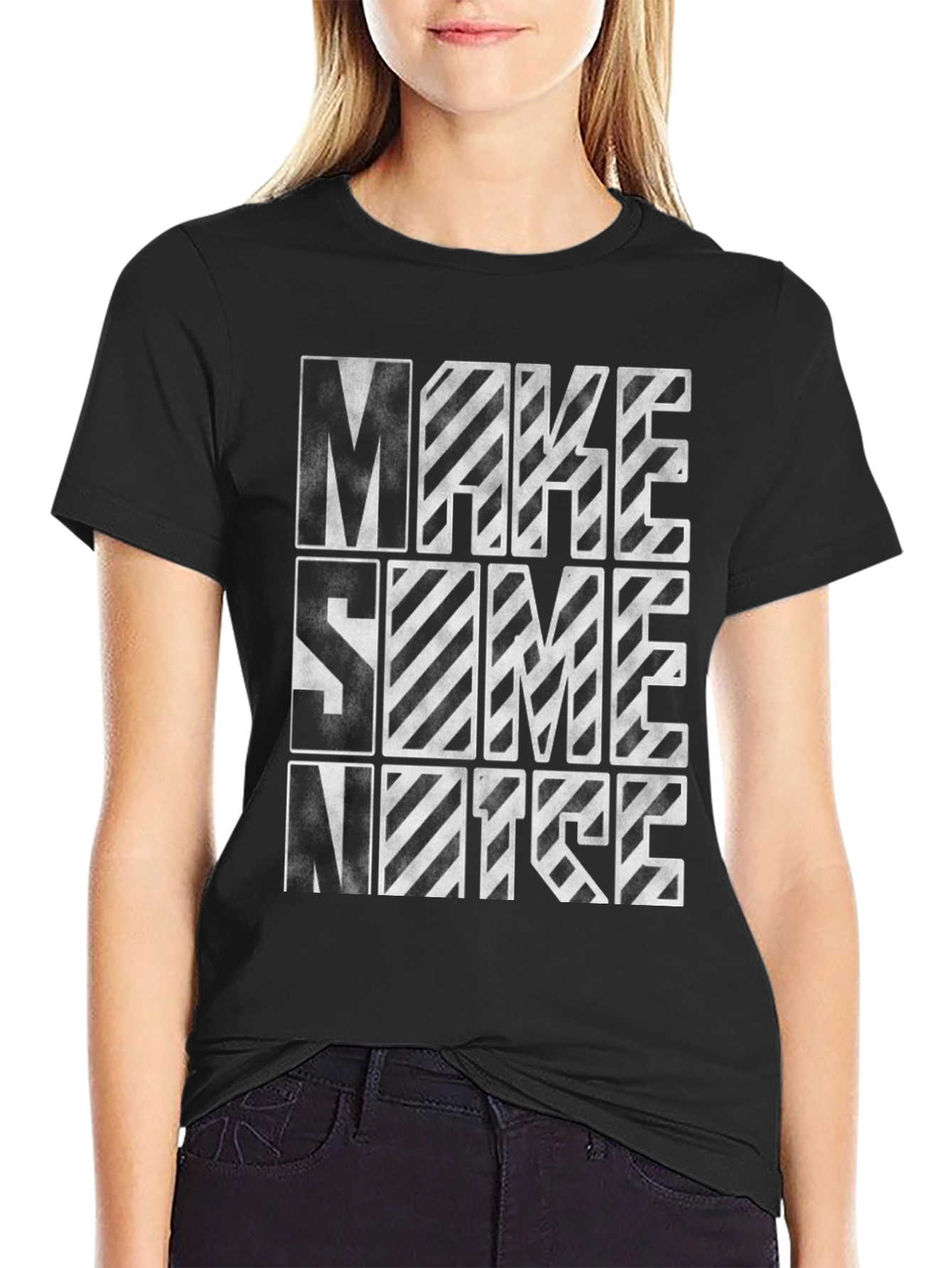 Make Some Noise Graphic Tee - Trendy Black T-Shirt