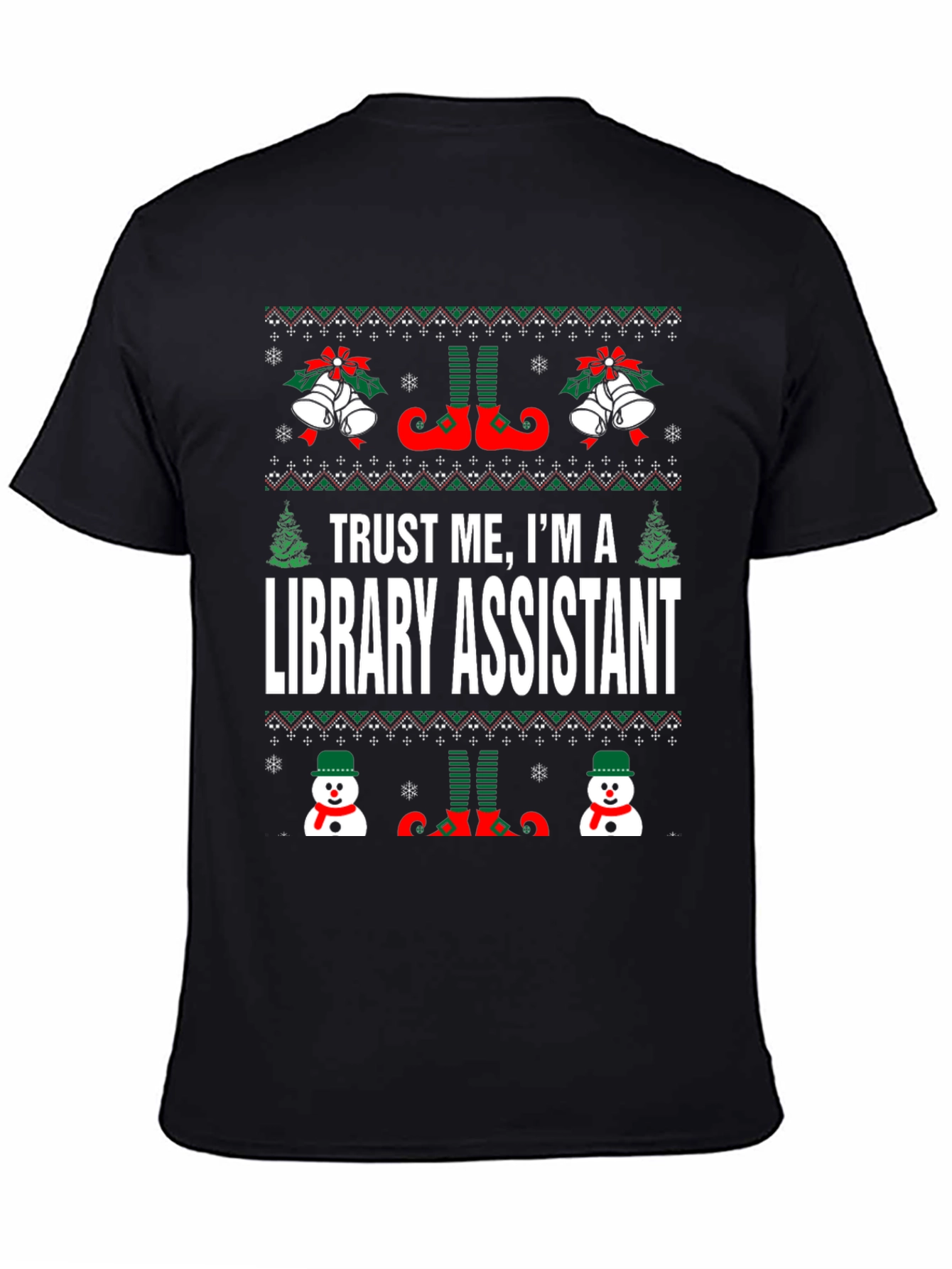 Library Assistant Ugly Christmas Sweater T-Shirt