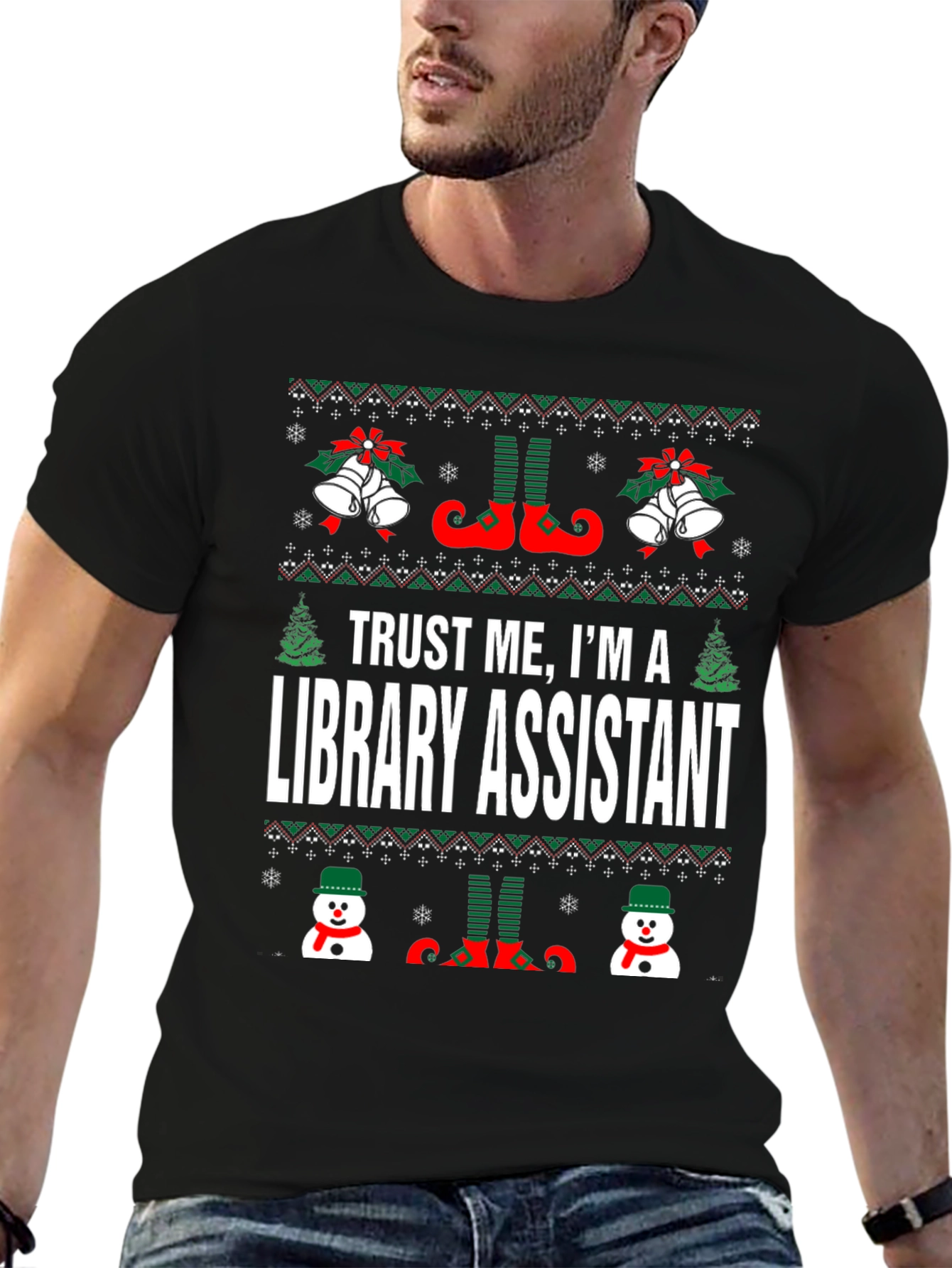 Library Assistant Ugly Christmas Sweater T-Shirt