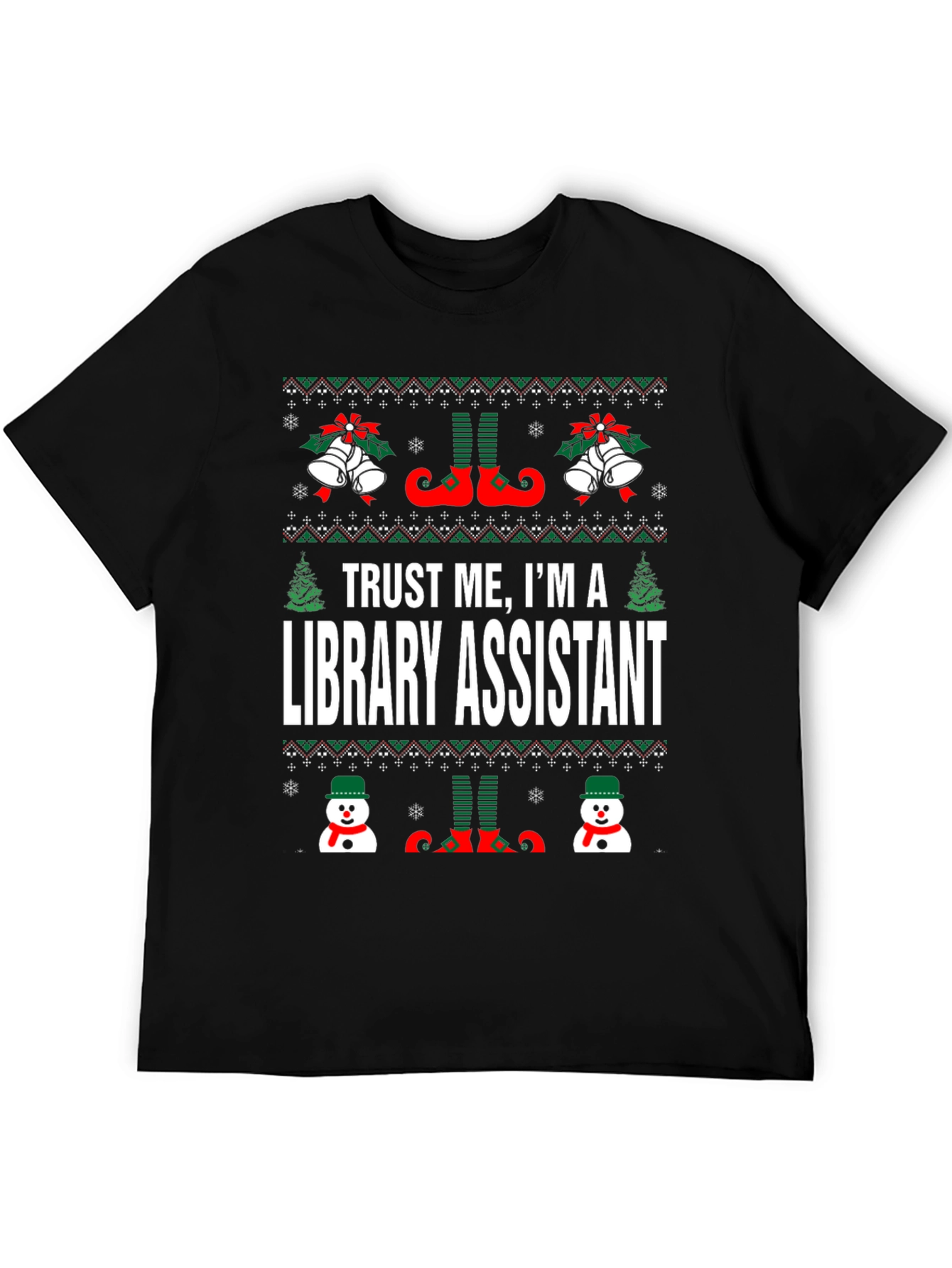 Library Assistant Ugly Christmas Sweater T-Shirt