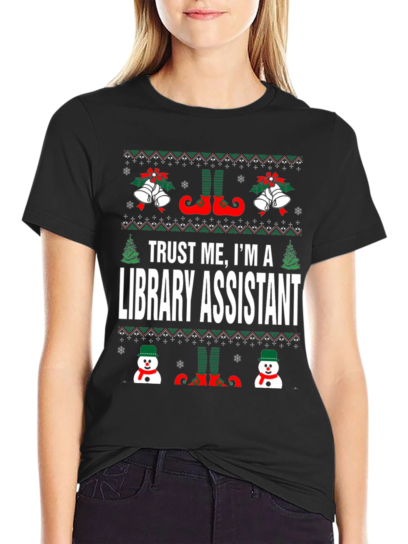 Library Assistant Ugly Christmas Sweater T-Shirt