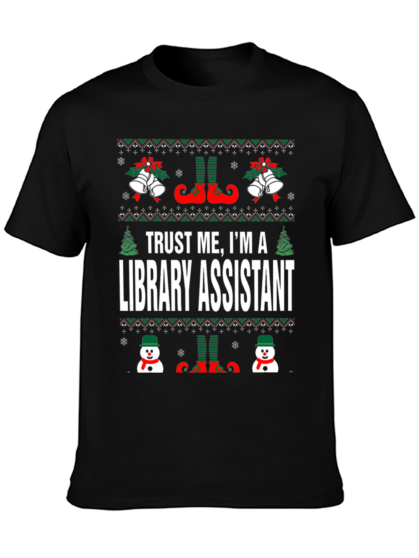 Library Assistant Ugly Christmas Sweater T-Shirt