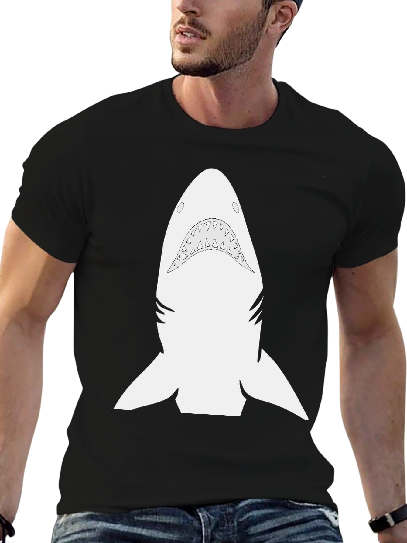 Shark Graphic Tee - Black Cotton Comfort