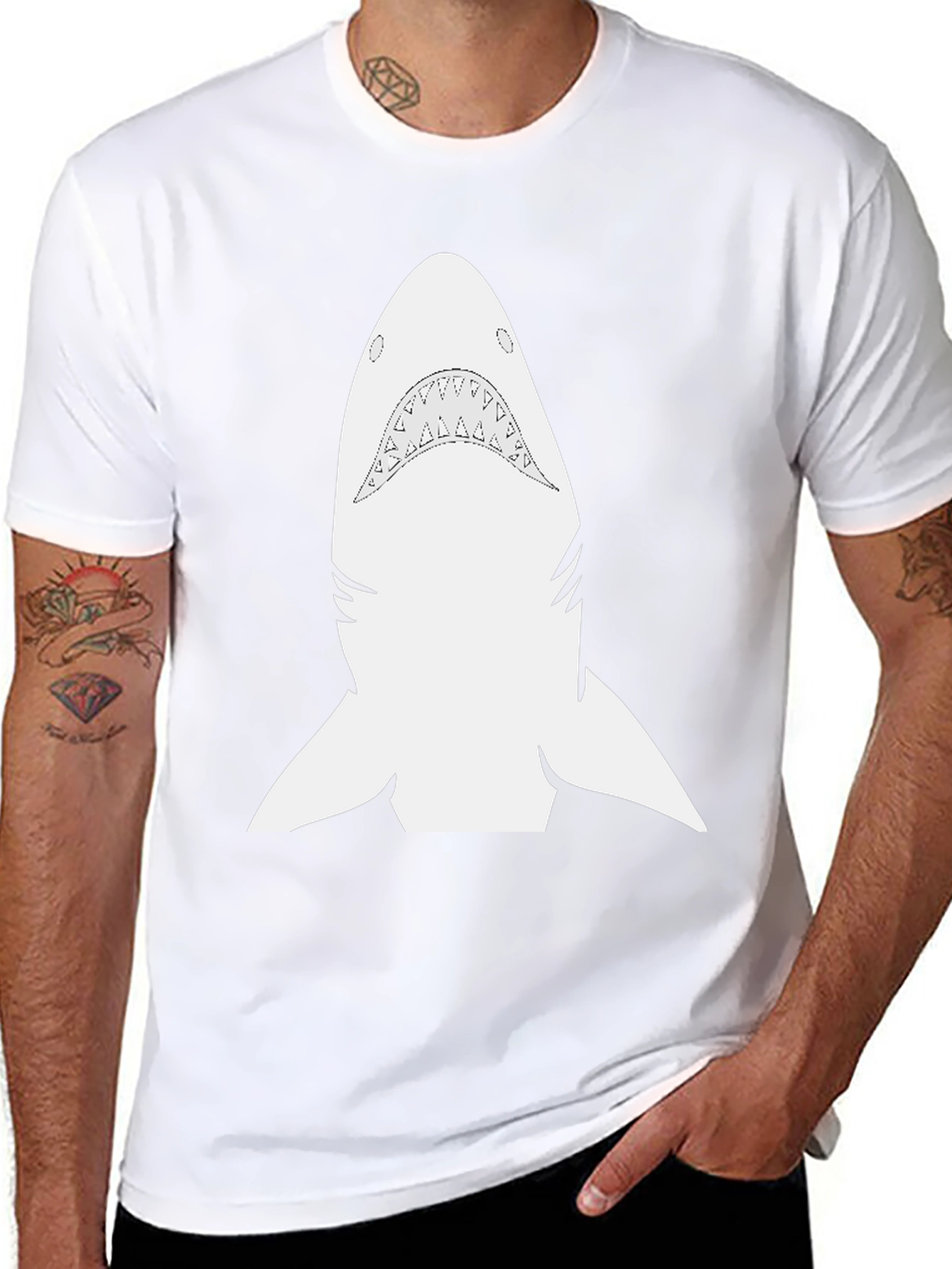 Shark Graphic Tee - Black Cotton Comfort