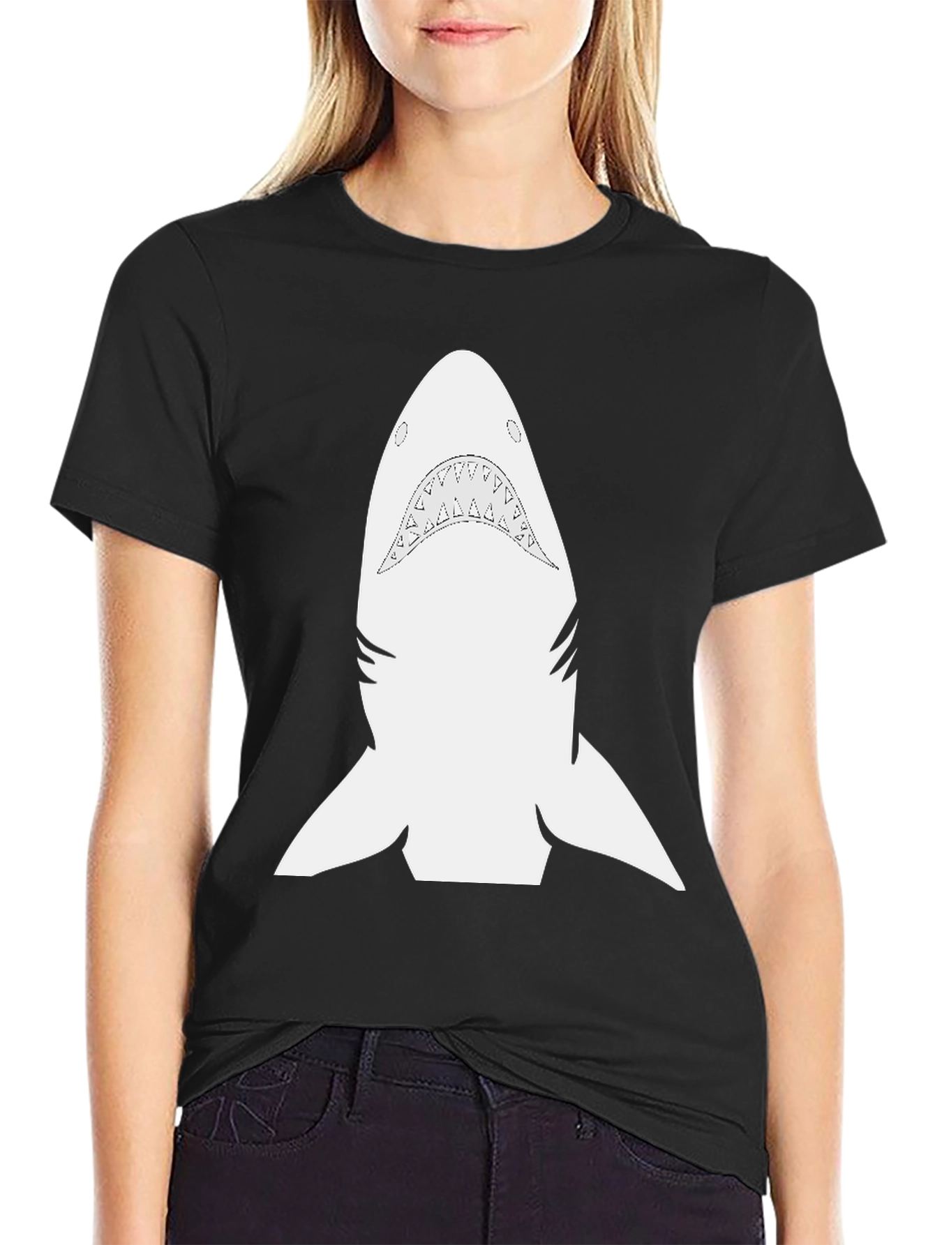 Shark Graphic Tee - Black Cotton Comfort