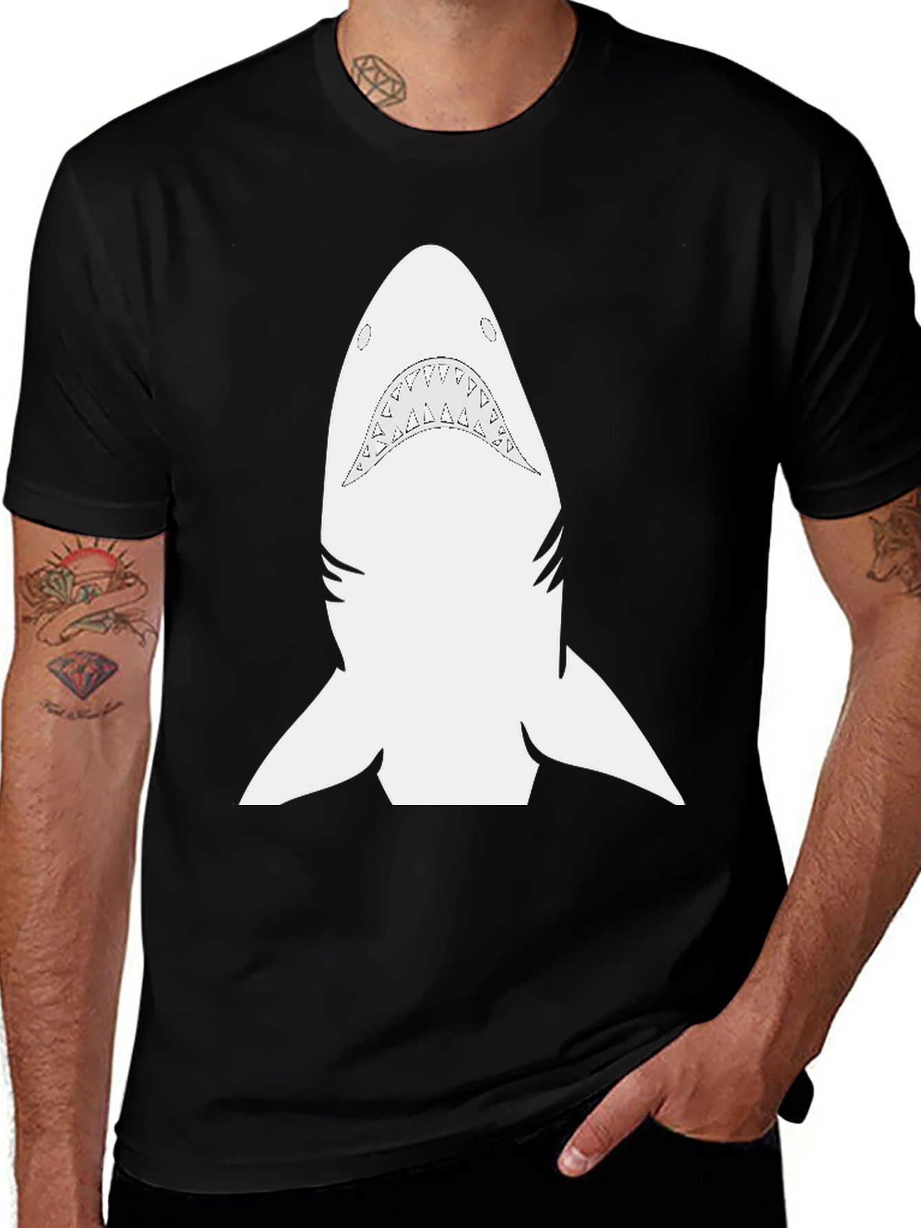 Shark Graphic Tee - Black Cotton Comfort