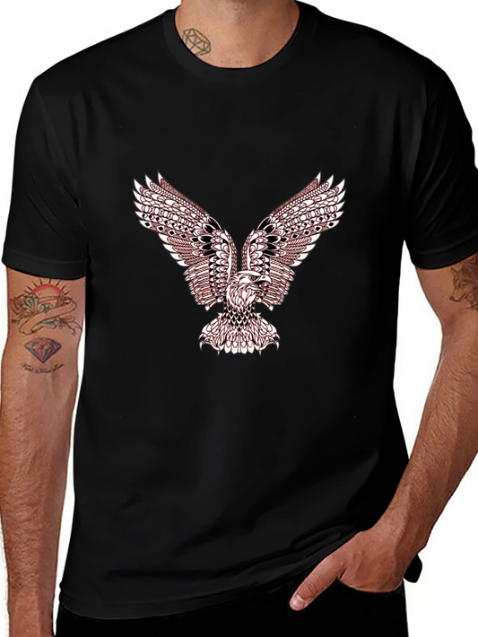 Mens Black T-Shirt with Eagle Graphic