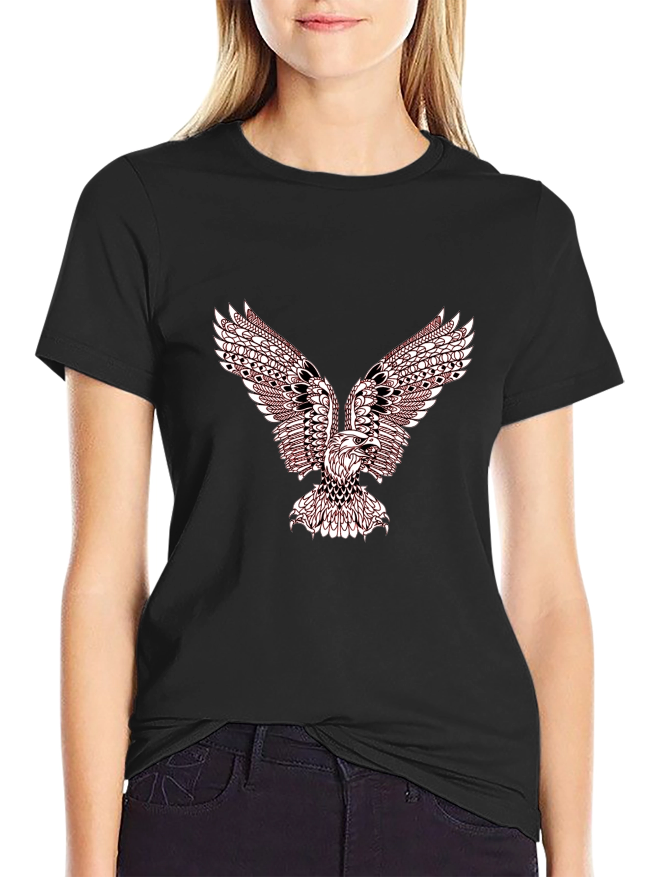 Mens Black T-Shirt with Eagle Graphic