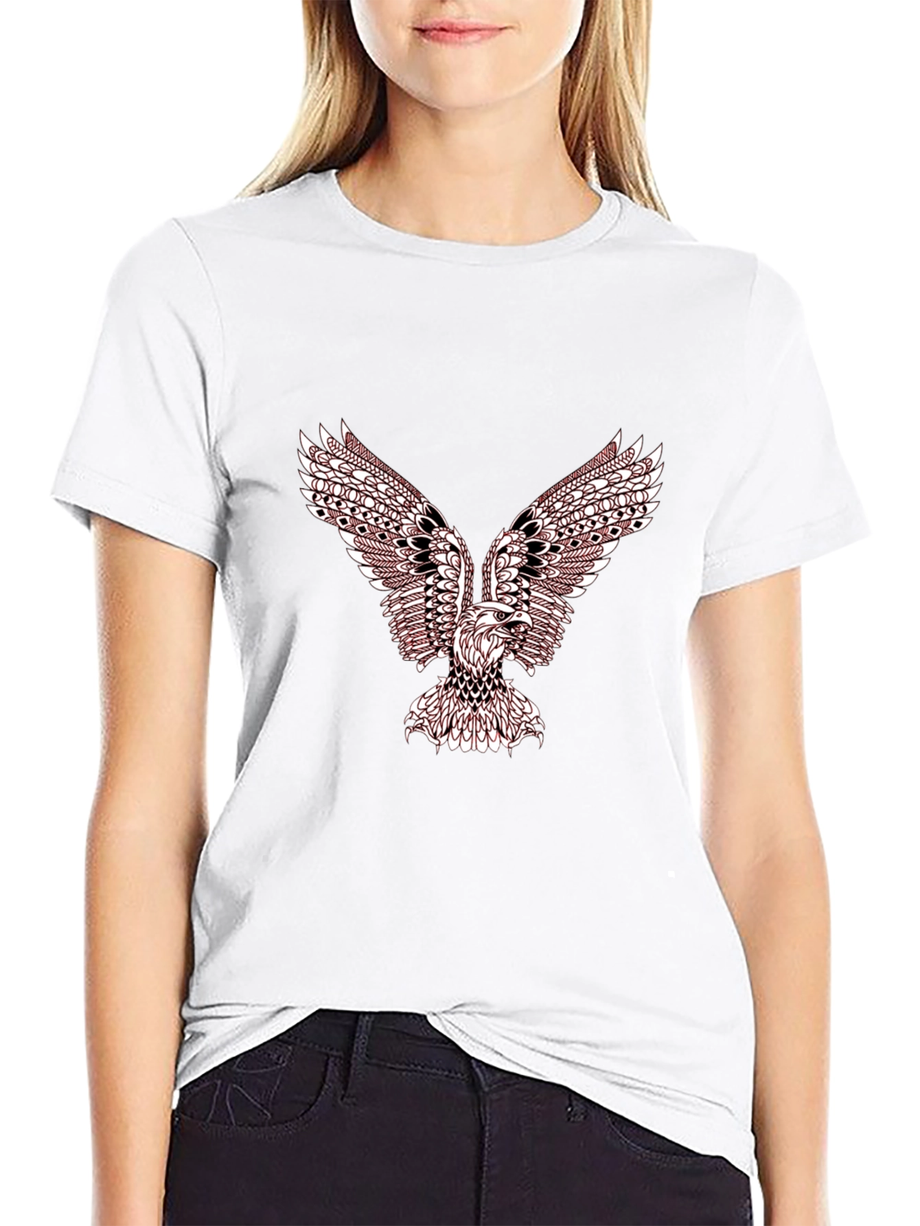 Mens Black T-Shirt with Eagle Graphic